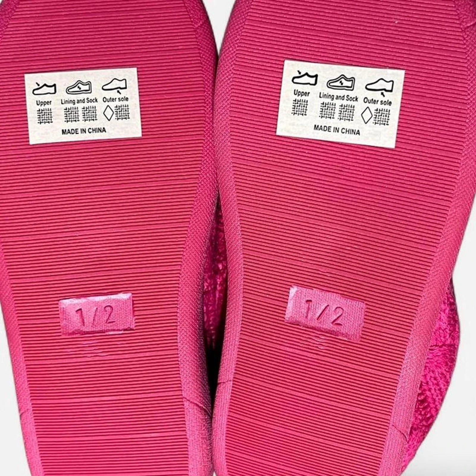 Girls Cable Knit Slipper Boot Pink Size UK 1 *SB19