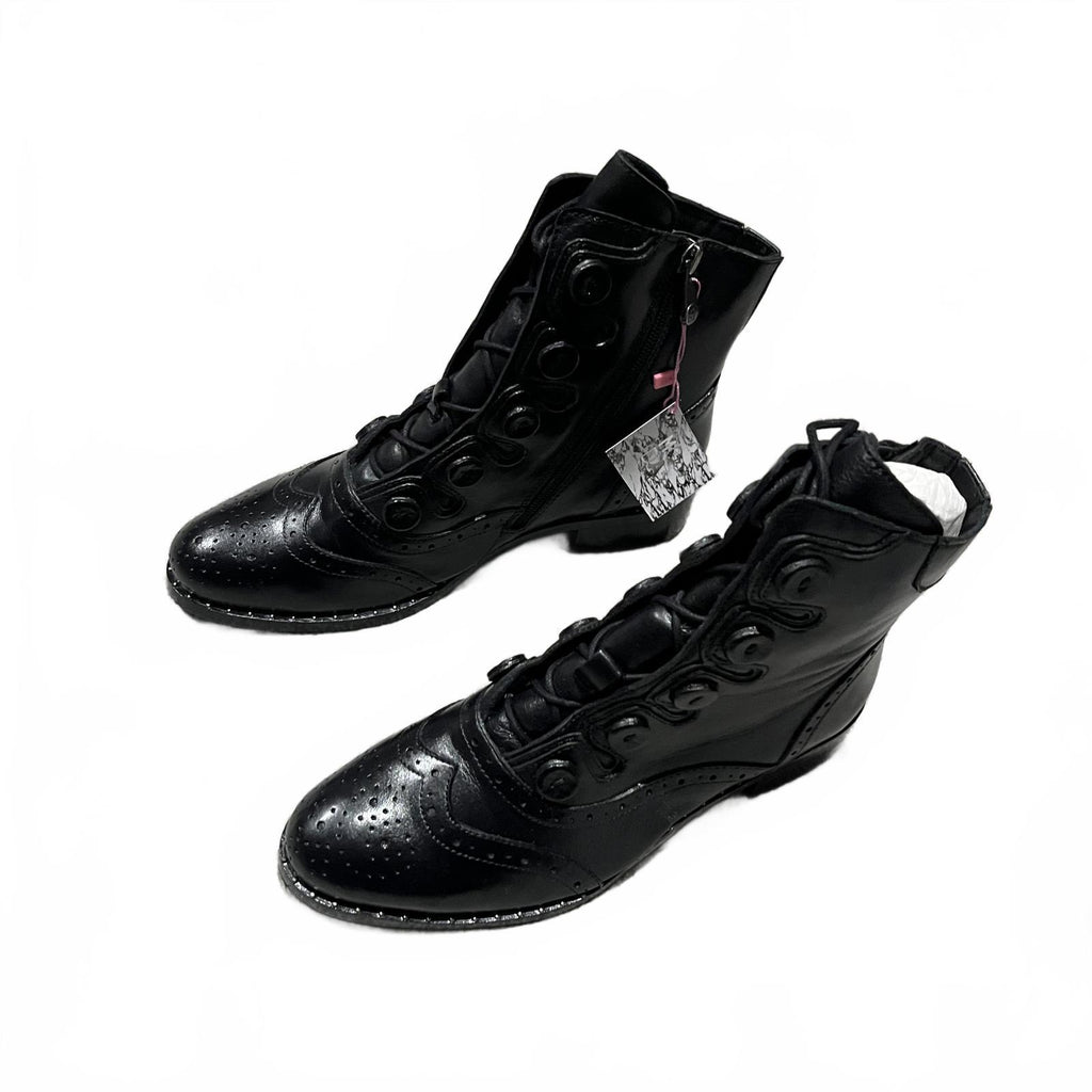 Moda In Pelle Karollina Black Leather Brogue Ankle Boots Size UK 6 EU 39 *SB12