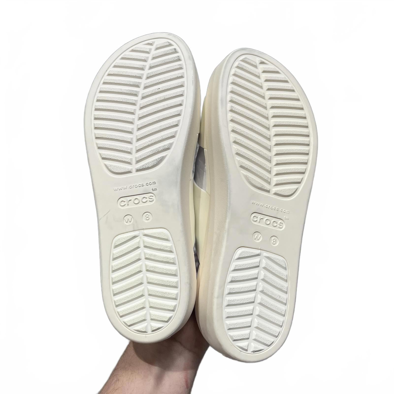 Crocs Cream Brooklyn Buckle Low Wedge Sandals Size UK 6 EU 39 *SB2