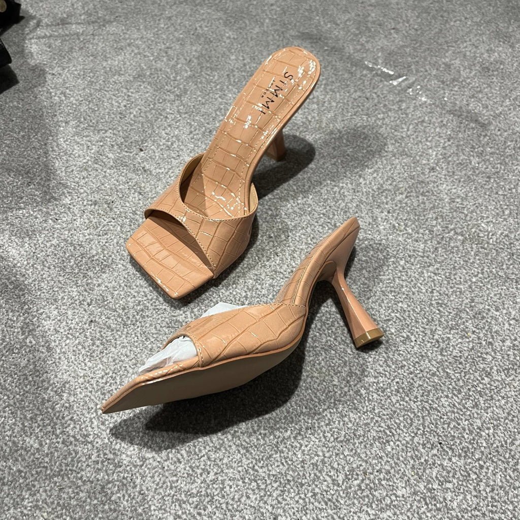 SImmi London Nude Patient Square Toe Heeled Shoes Size UK 5 EU 38 *FF1
