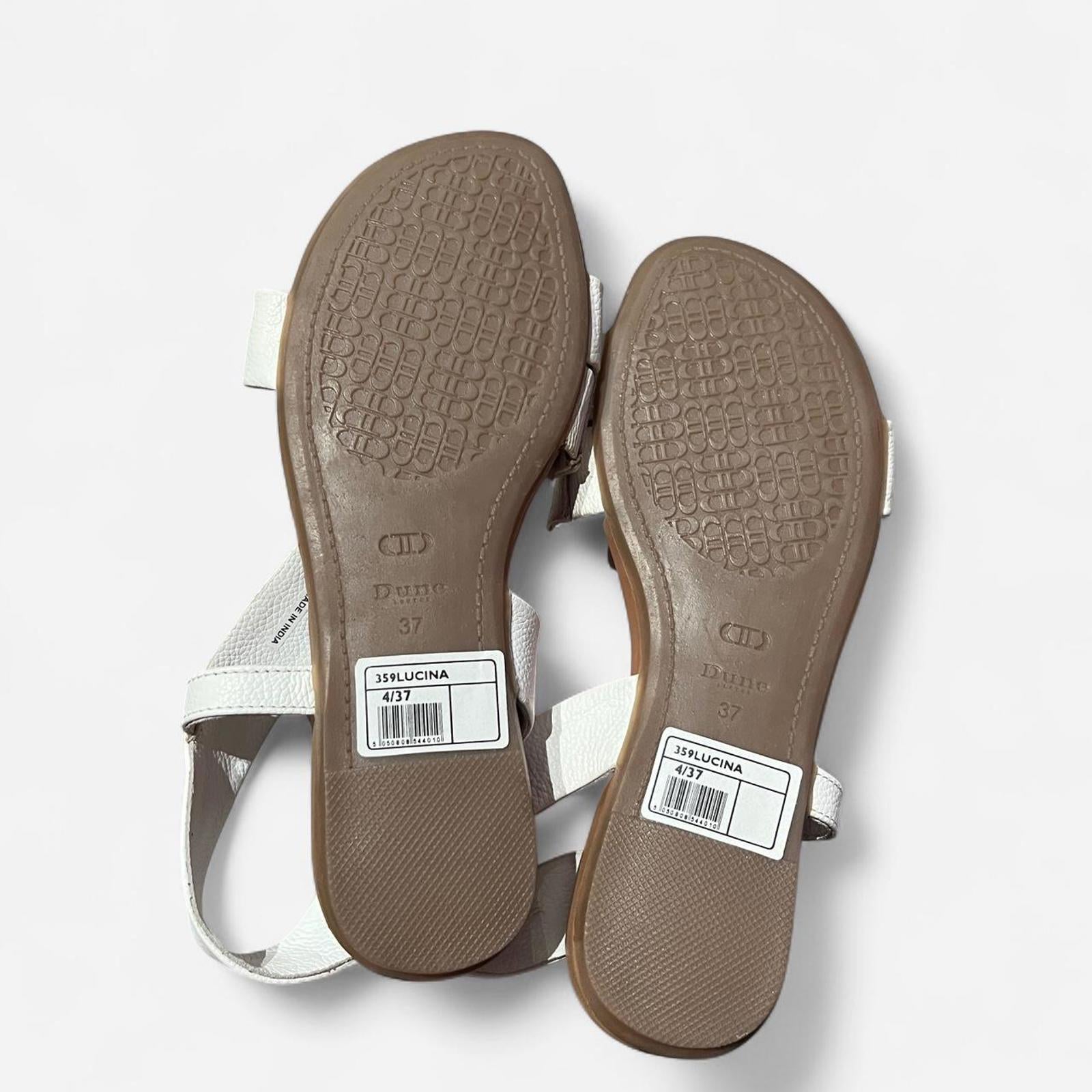 Dune London Women's Lucina Flat Sandals White Size UK 4 EU 37 *REF:FF1
