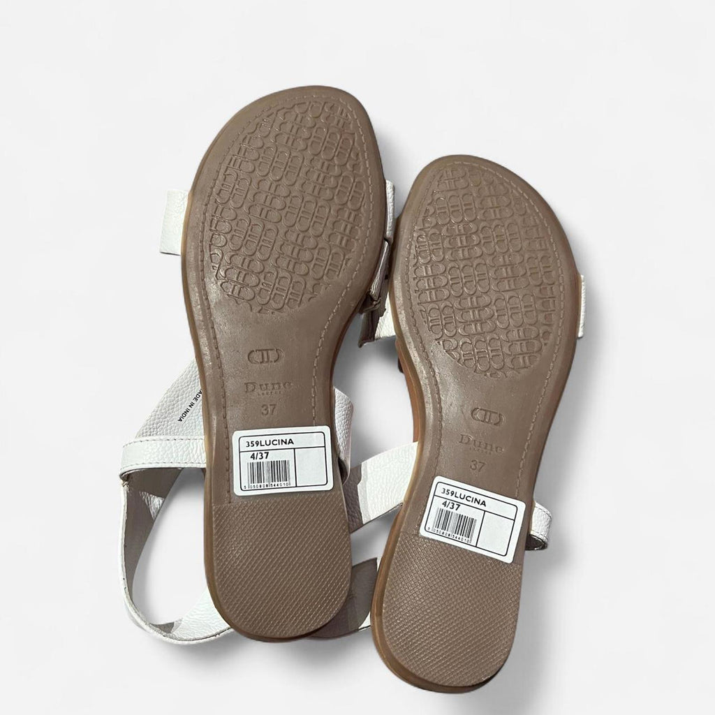 Dune London Women's Lucina Flat Sandals White Size UK 4 EU 37 *FF1