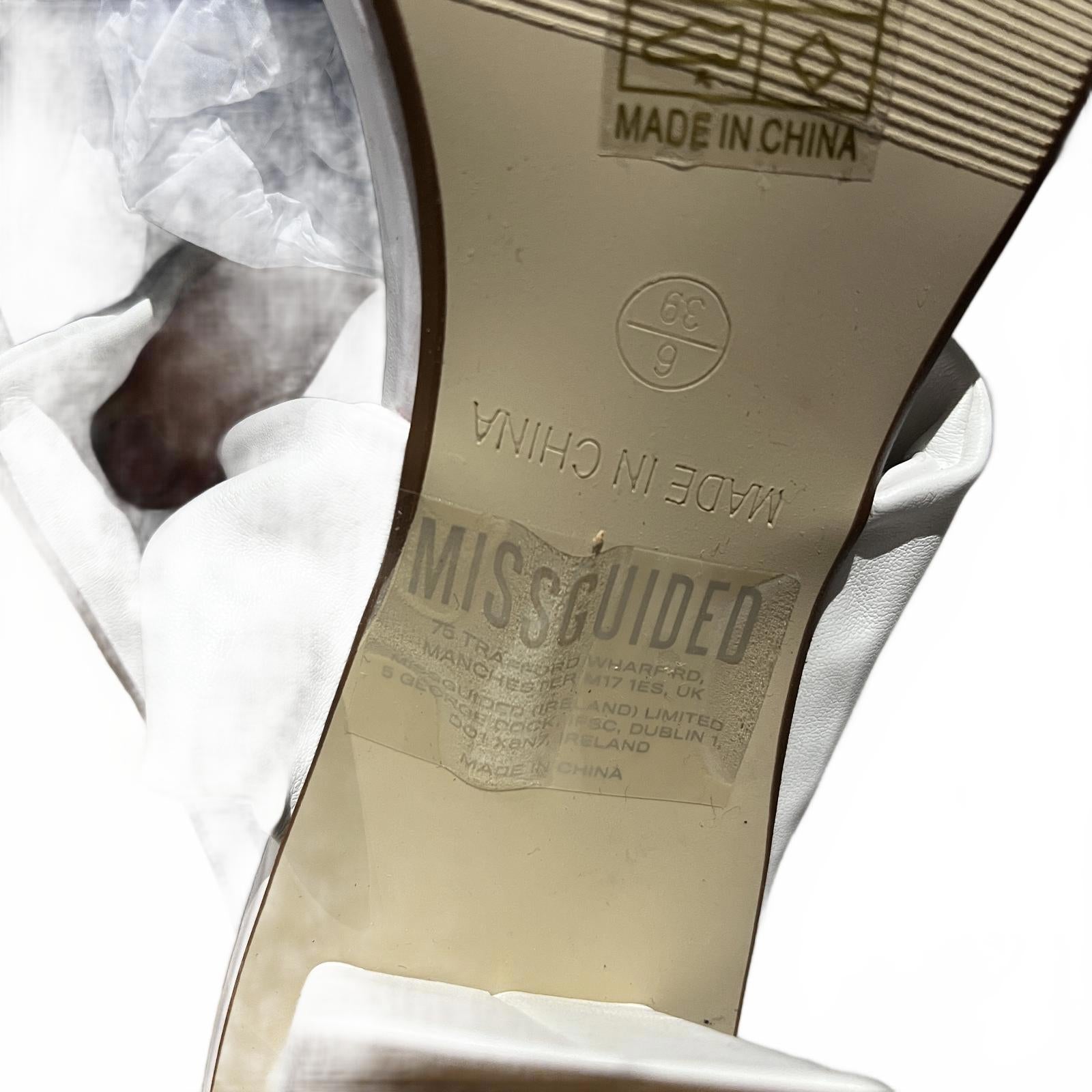 Missguided Womens Cross Strap Twist Mule Heel Sandals White Size UK 6 EU 39 *FF1