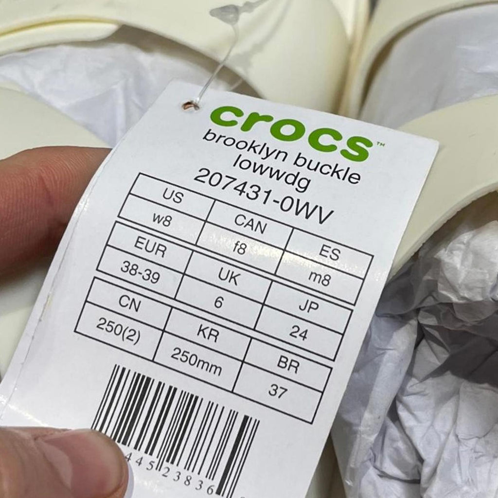 Crocs Cream Brooklyn Buckle Low Wedge Sandals Size UK 6 EU 39 *SB2