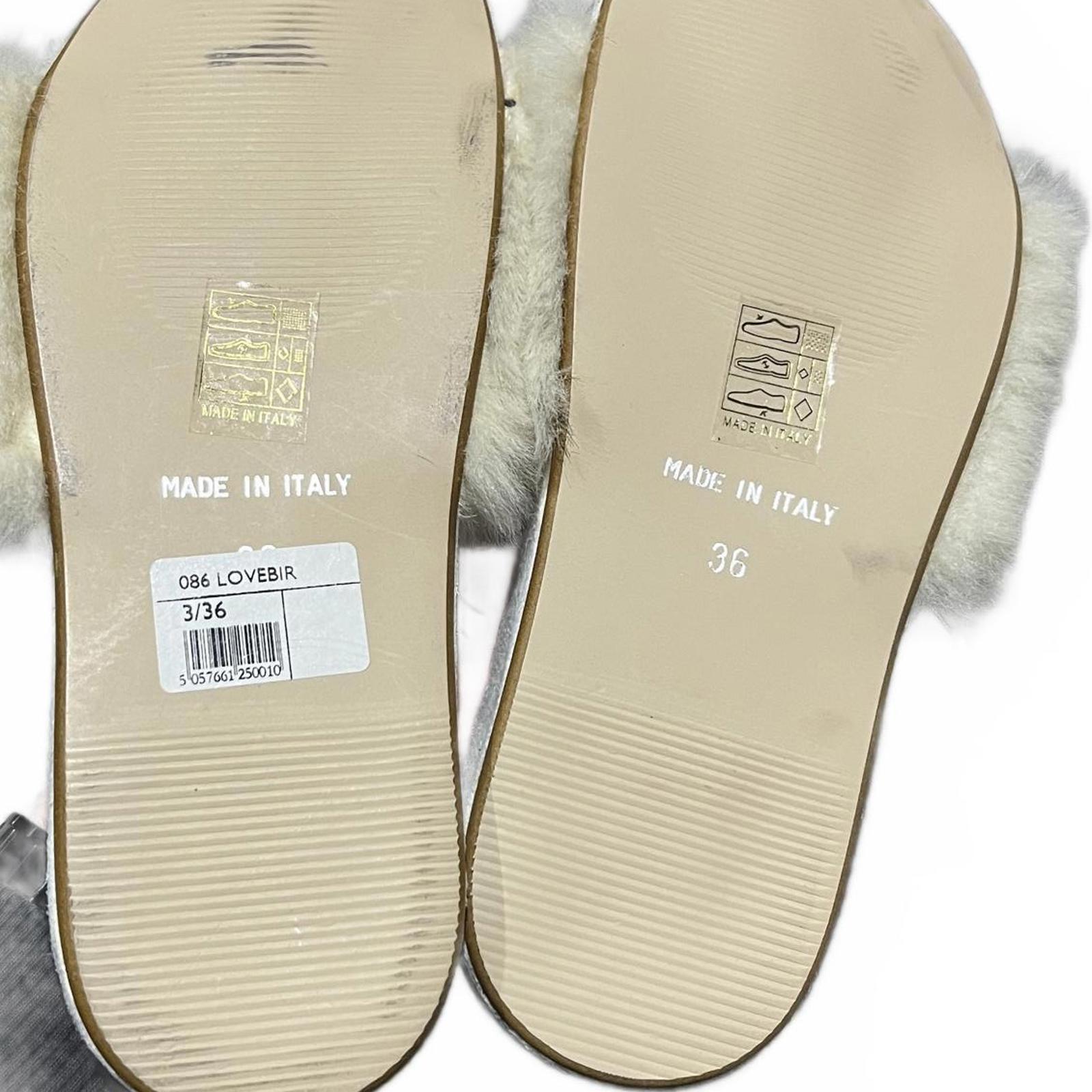 Dune London Lovebird Sliders Sandals Fluffy Cream Size UK 3 EU 41 *FF1