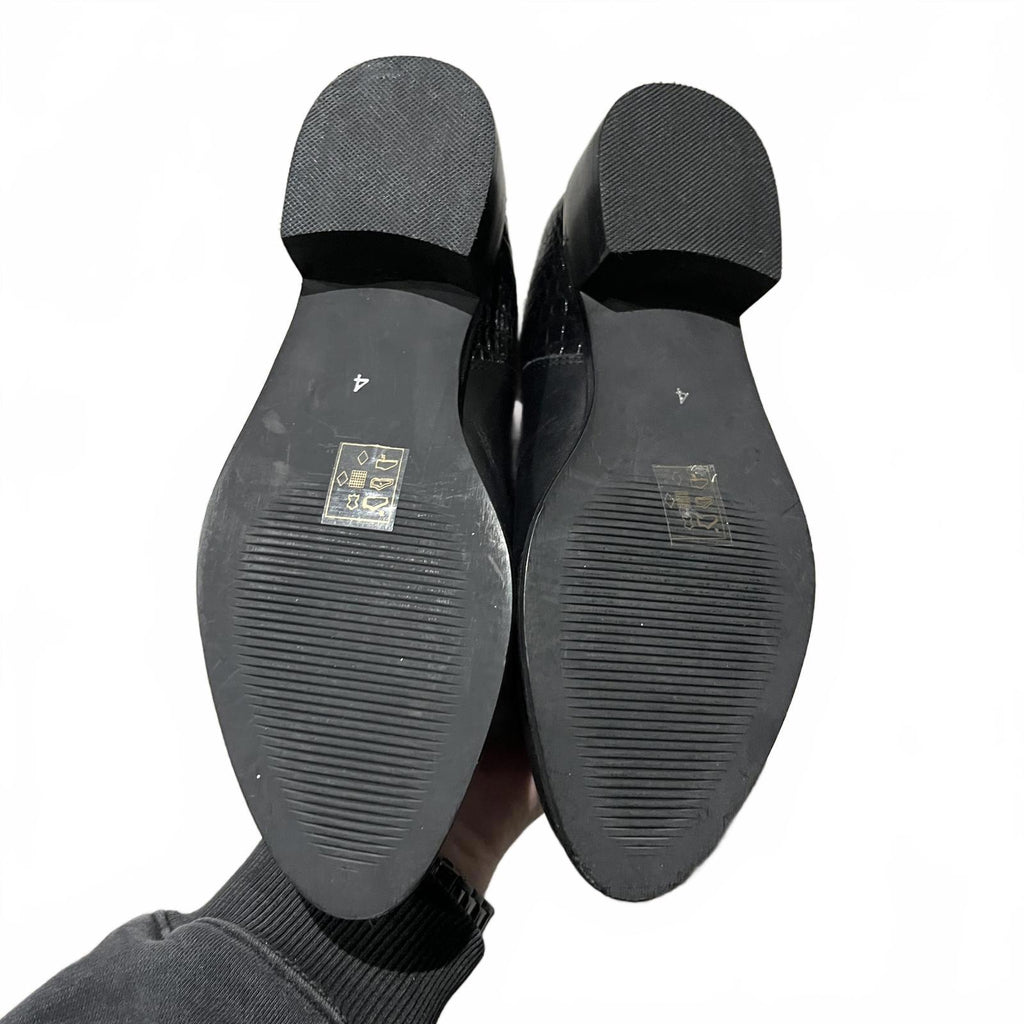 Biba Croc Zip Flat Ankle Boots Black Size UK 4 EU 37  *SB9