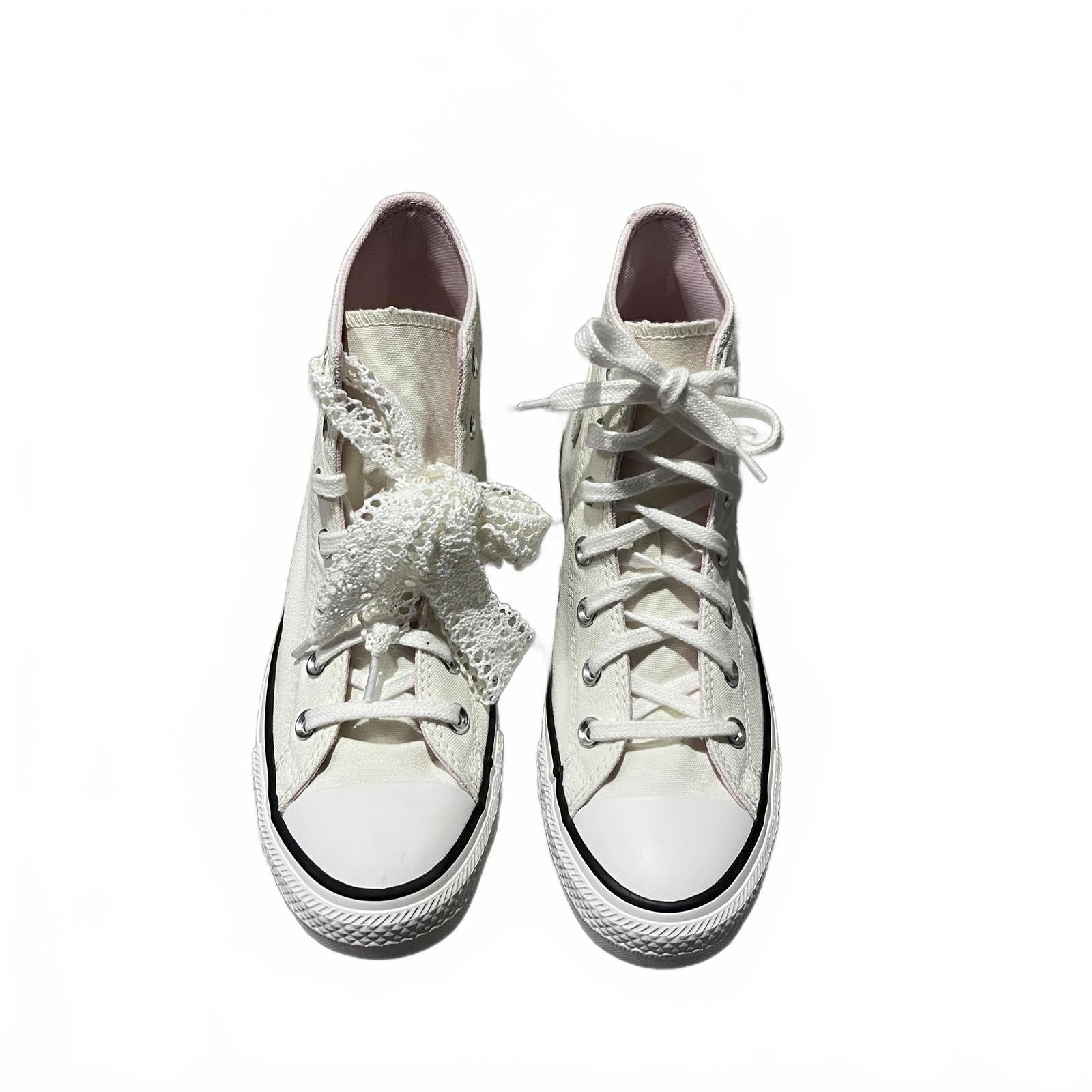 Converse Chuck Classic Hi Tops Ladies Egret Crochet Lace Size UK 6 EU 39 *SB16