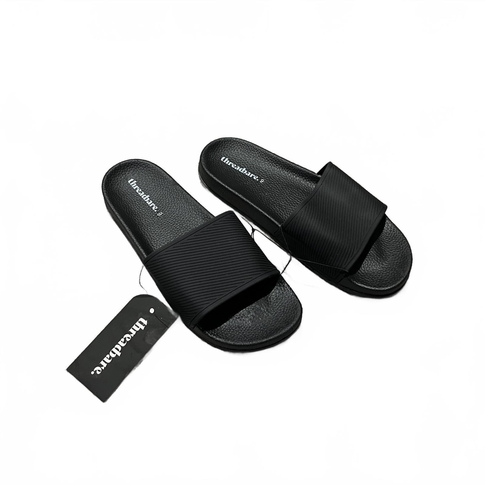 Threadbare Lightweight Sliders Unisex Black Size UK 9 EU 43 *FF1