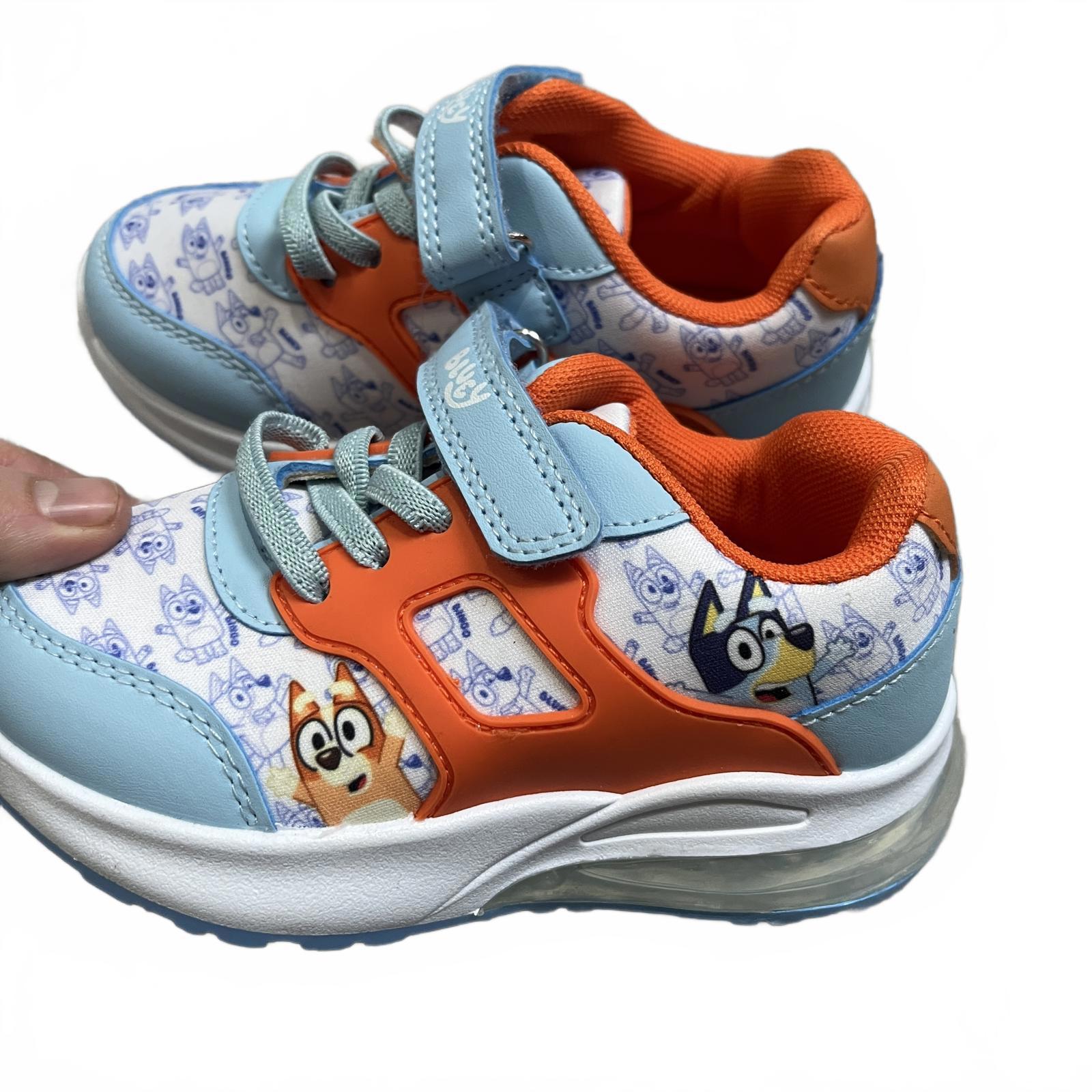 Character Bluey Light up Trainer Strap Blue Orange Size UK C8 EU 26 *SB17
