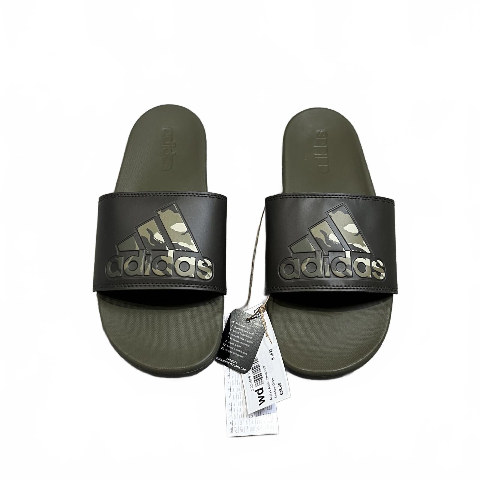 adidas Unisex Adilette Comfort Pool Sliders Green Size UK 9 EU 43 *FF1