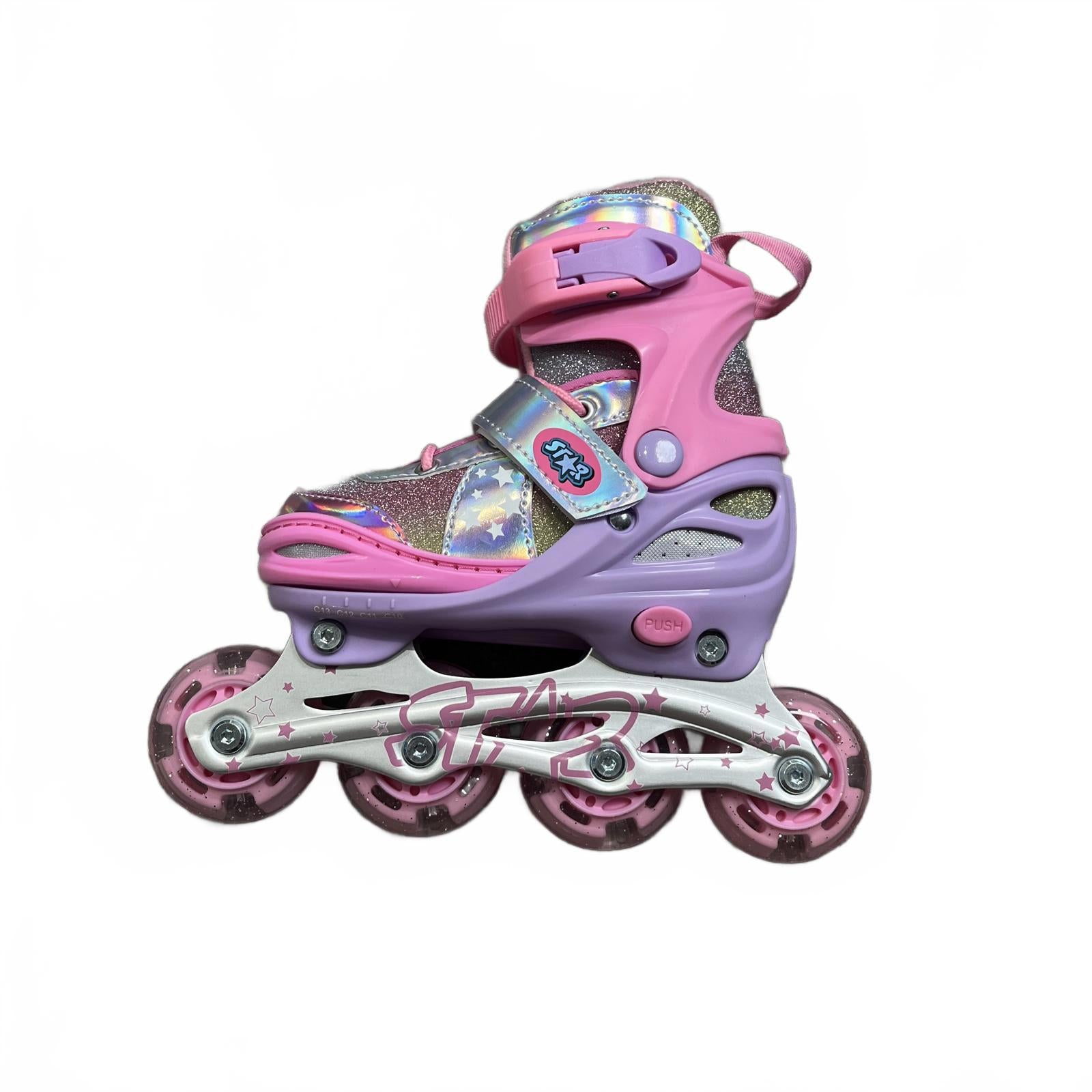 Star Sparkle Glide Roller Skates with LED Wheels Junior Pink Size UK C10-13 *SK1