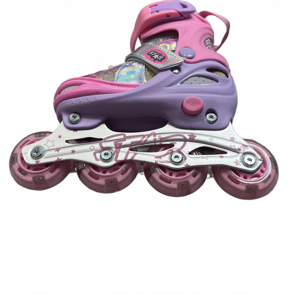 Star Sparkle Glide Roller Skates LED Wheels Junior Pink Size UK C10-13 *SB18