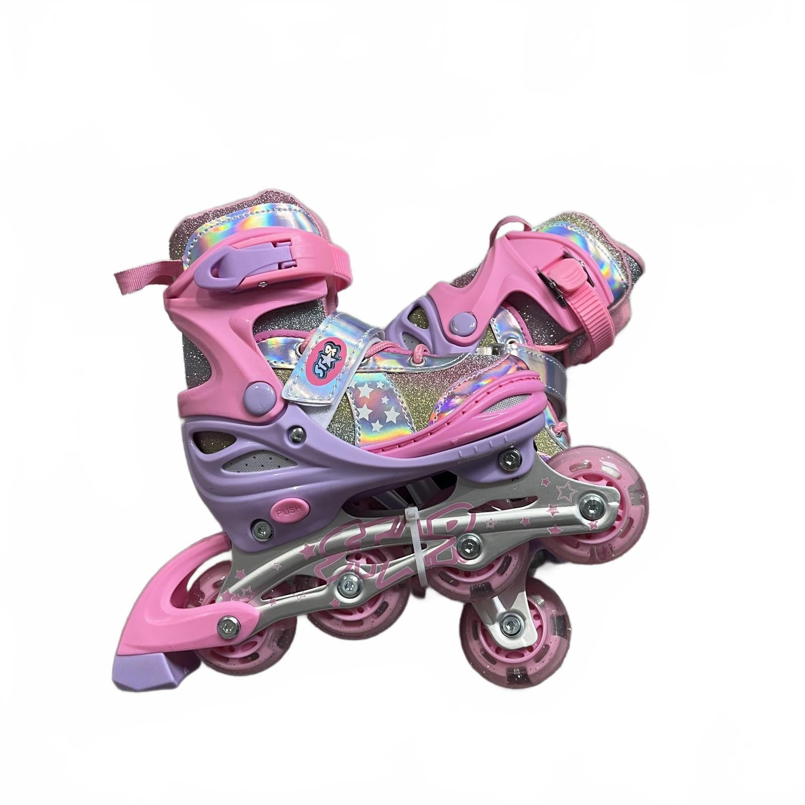 Star Sparkle Glide Roller Skates LED Wheels Junior Pink Size UK C10-13 *SB18