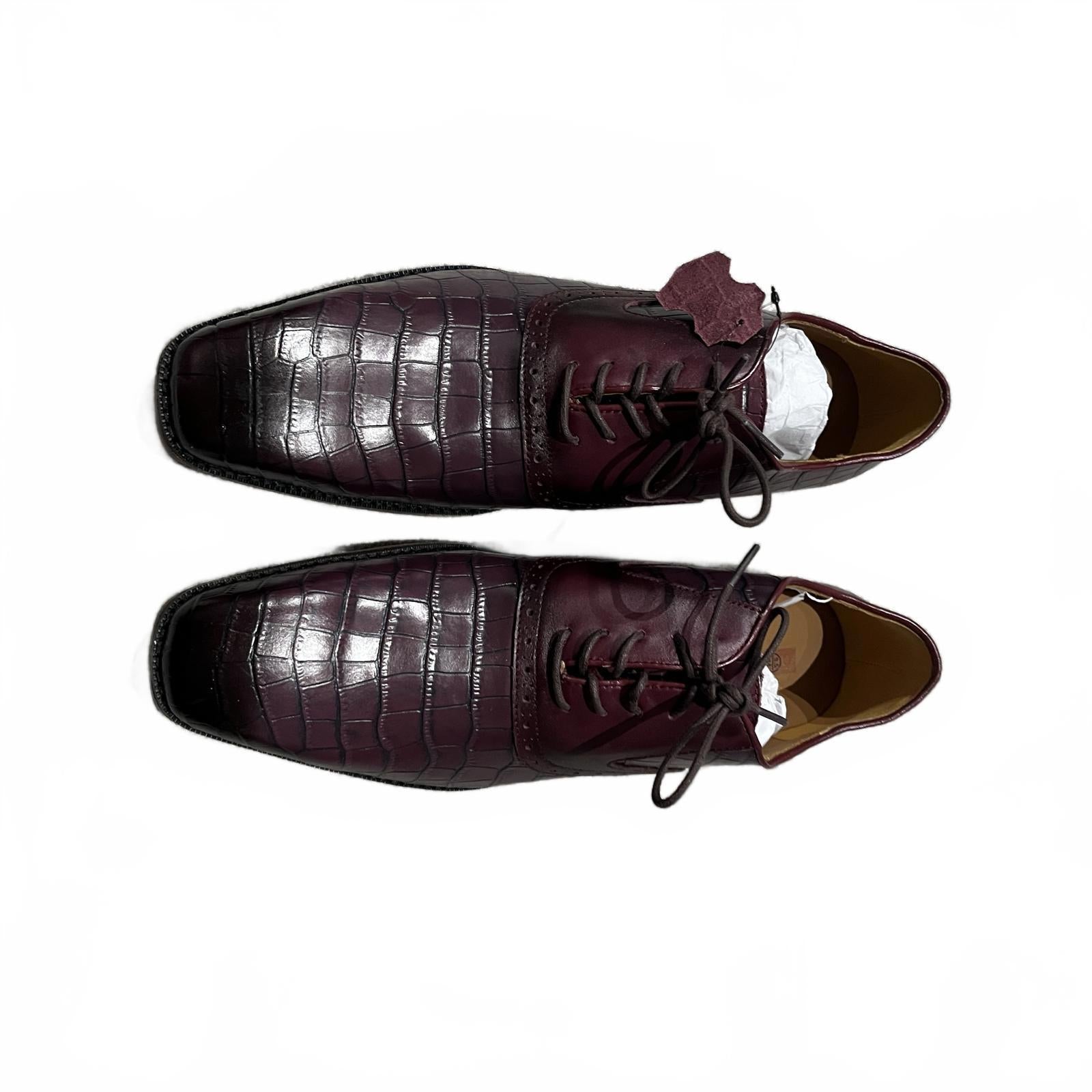 Giorgio Leather Croc Men Oxford Dress Brogue Shoes Maroon Size UK 9.5 EU 44*SB19