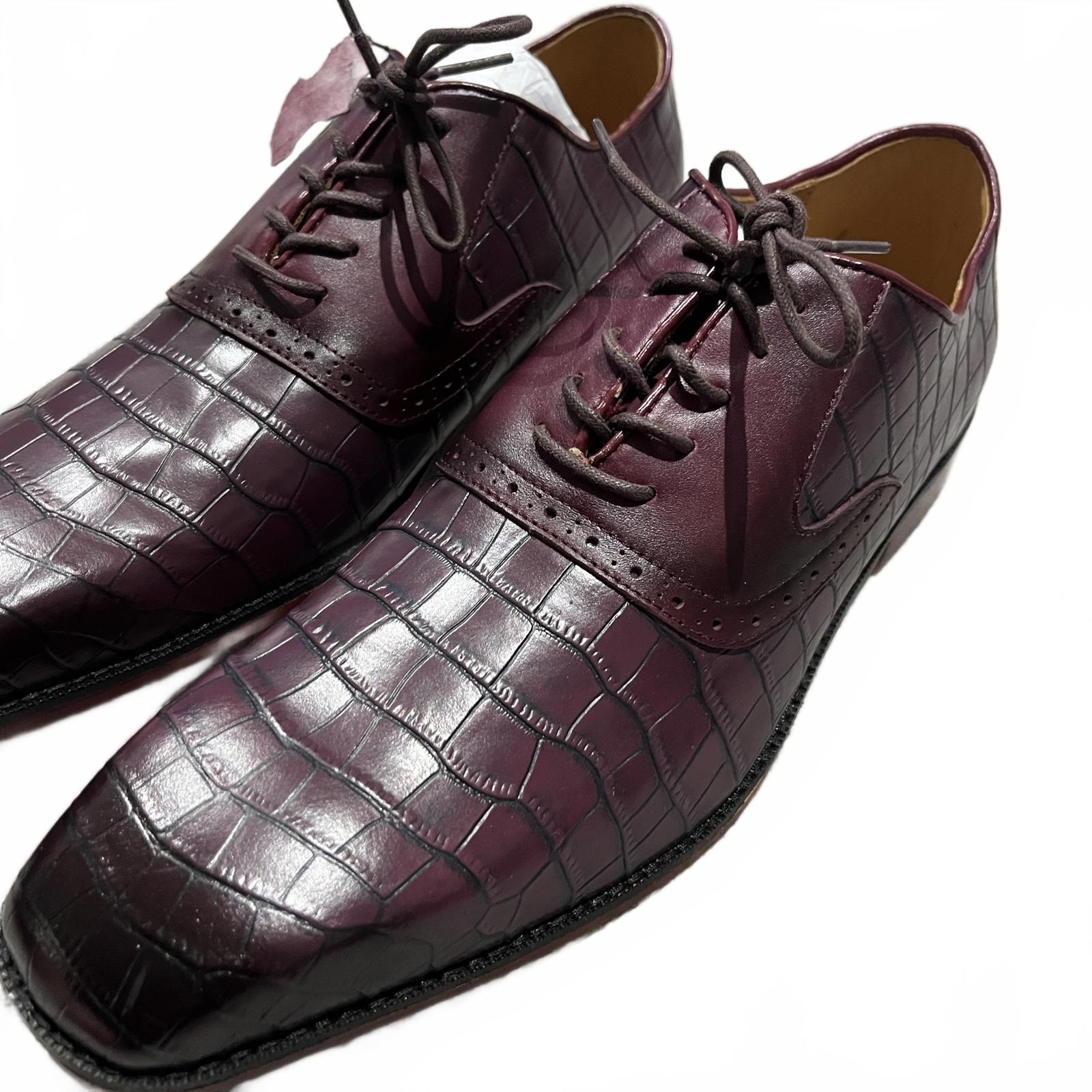 Giorgio Leather Croc Men Oxford Dress Brogue Shoes Maroon Size UK 9.5 EU 44*SB19
