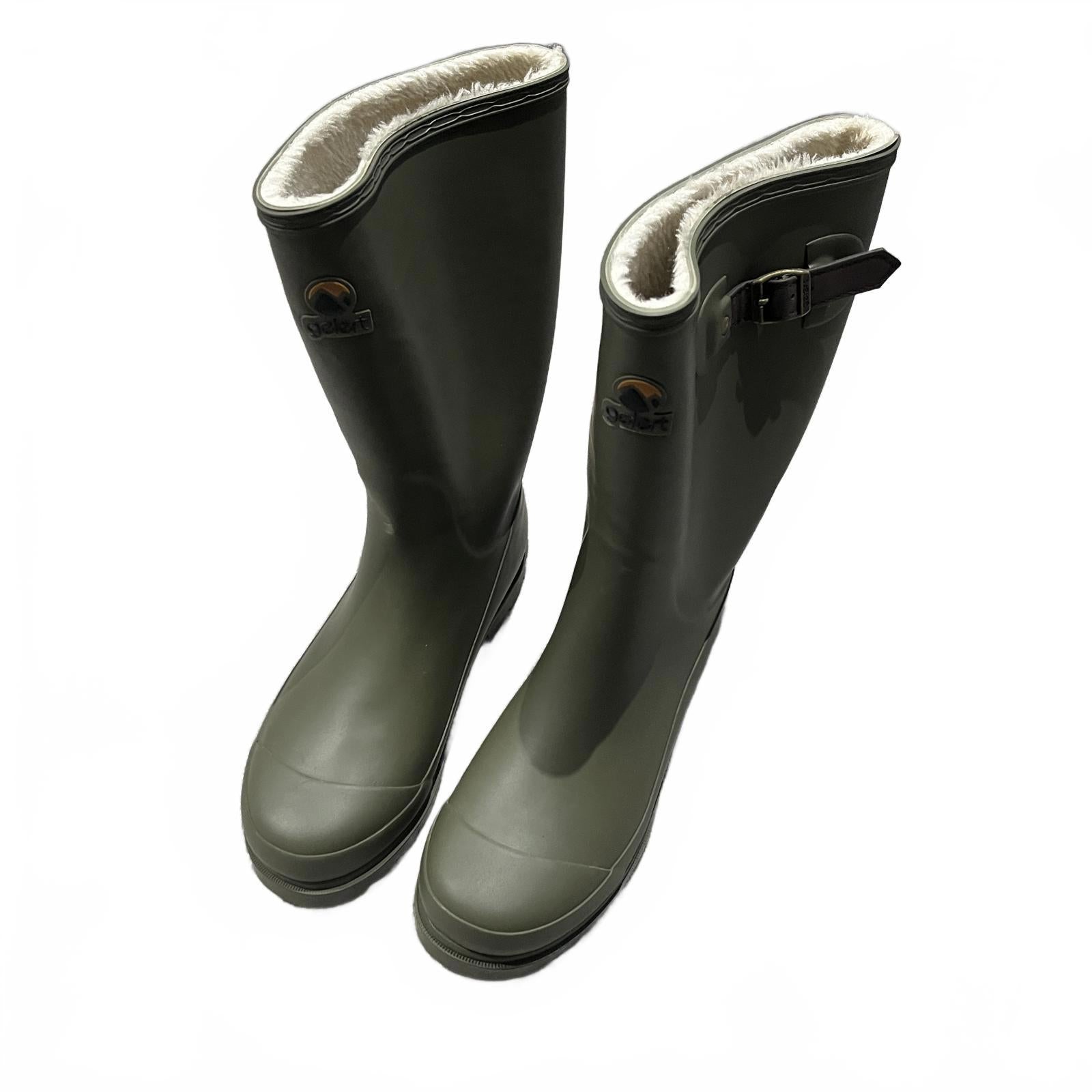 Gelert Fur Lined Welly Boot Womens Olive Green Size UK 7 EU 40 *SB5