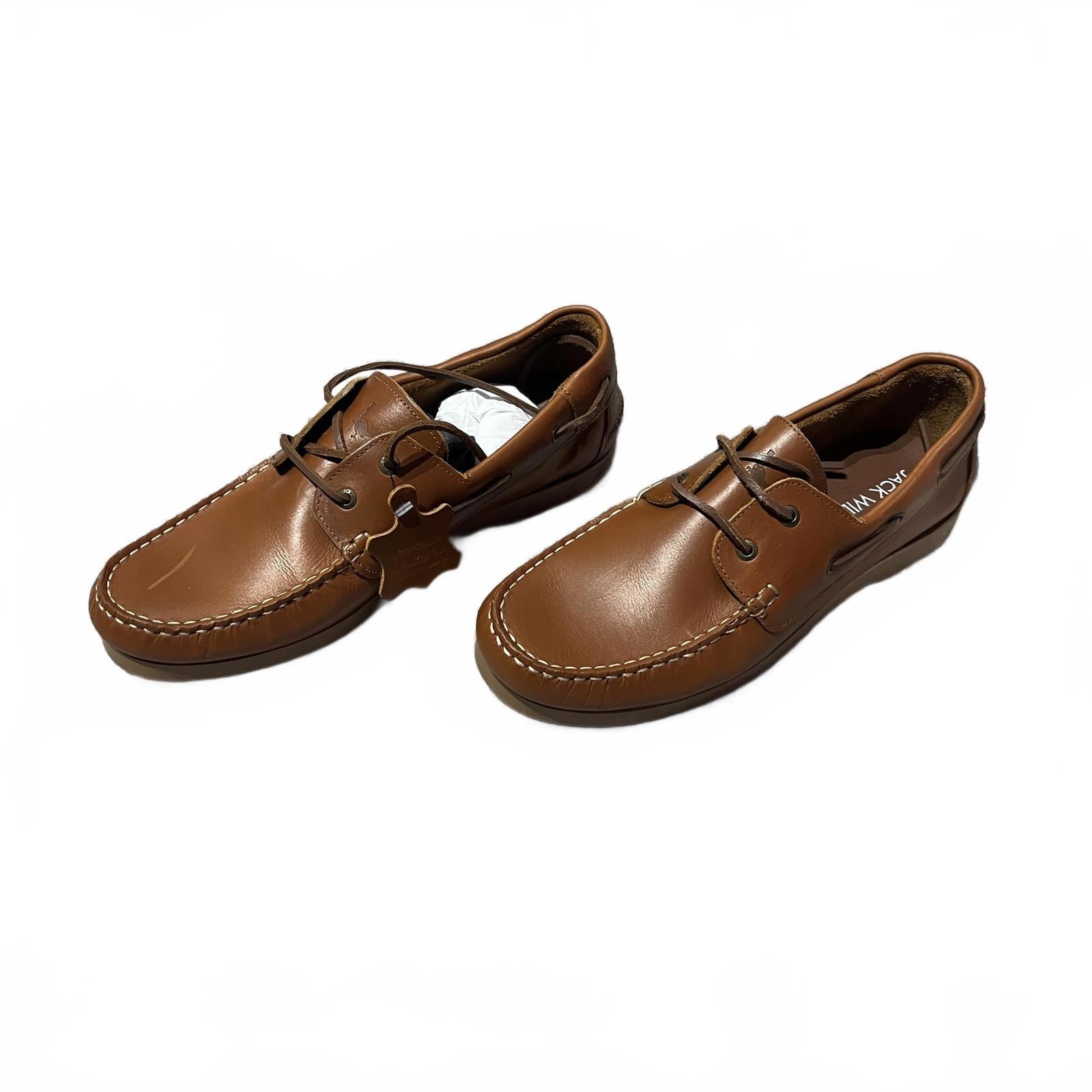 Jack Wills Leather Boat Shoes Mens Tan Size UK 10 EU 45 *SB6