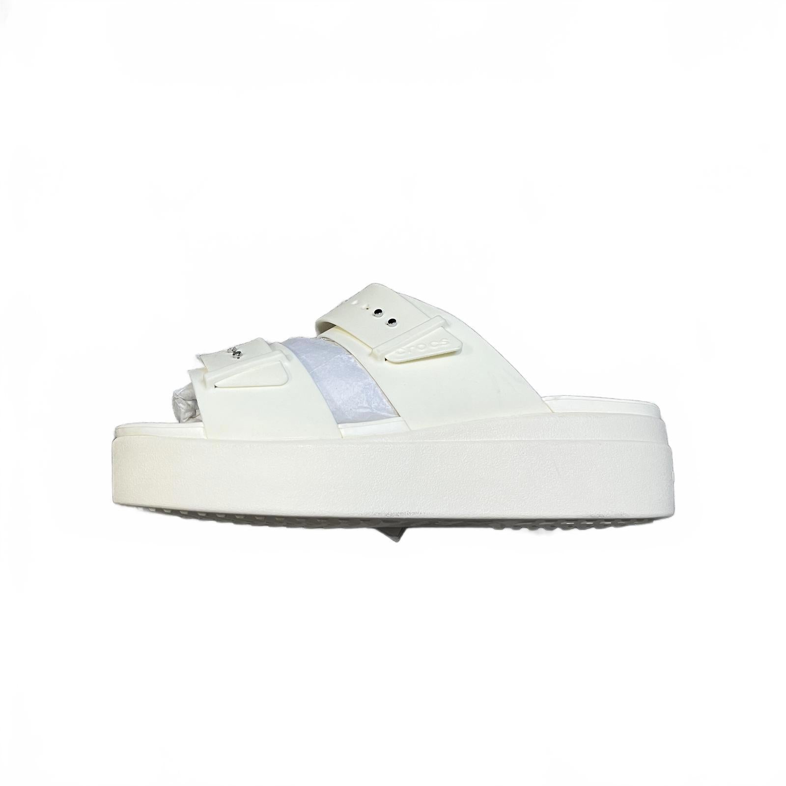 Crocs Cream Brooklyn Buckle Low Wedge Sandals Size UK 9 EU 43 *SB5
