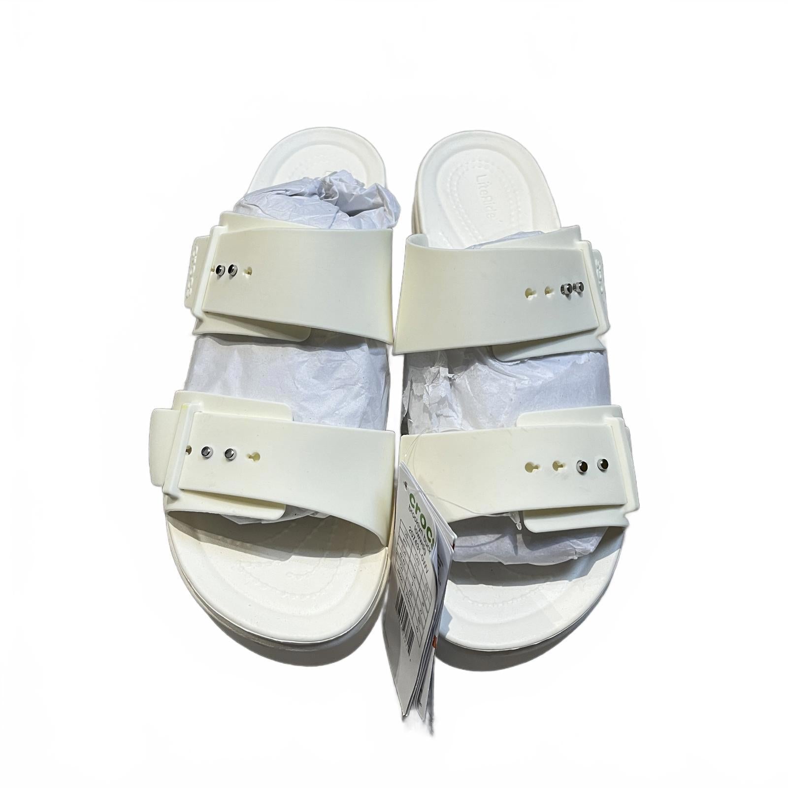 Crocs Cream Brooklyn Buckle Low Wedge Sandals Size UK 9 EU 43 *SB5