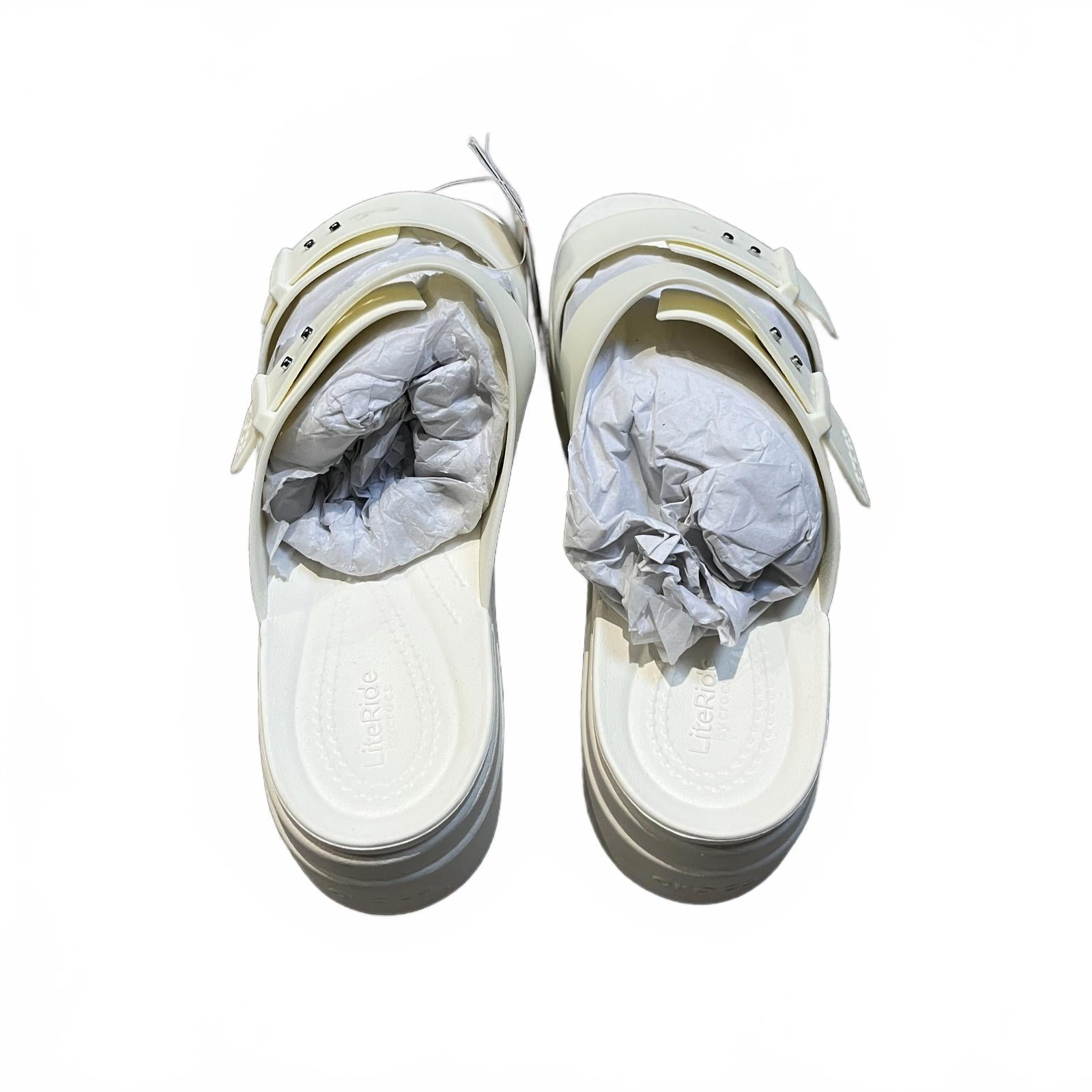 Crocs Cream Brooklyn Buckle Low Wedge Sandals Size UK 9 EU 43 *SB5