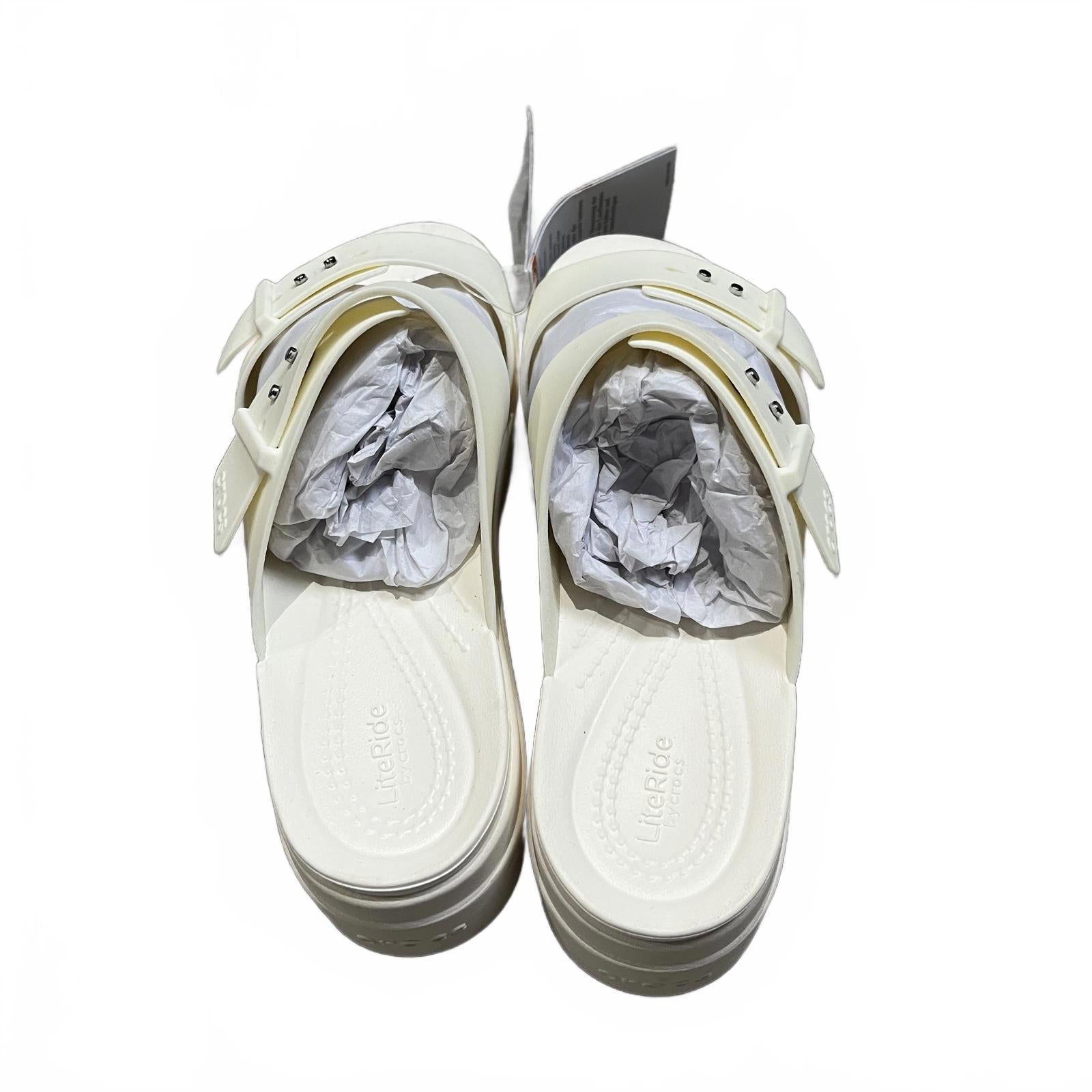 Crocs Cream Brooklyn Buckle Low Wedge Sandals Size UK 6 EU 39 *SB2