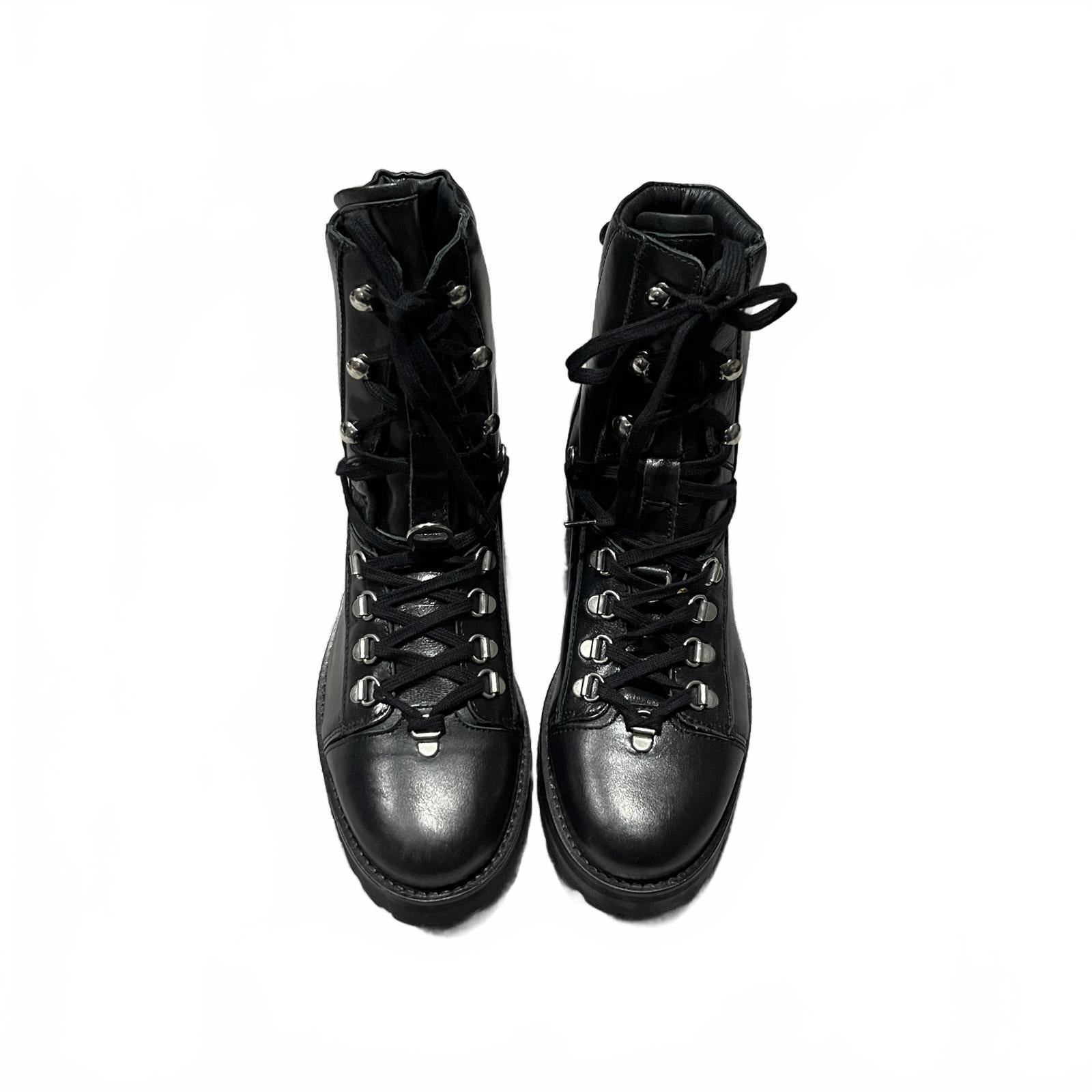 AllSaints Franka Leather Hiking Boots in Black Ladies Size UK 6.5 EU 40 *SB10