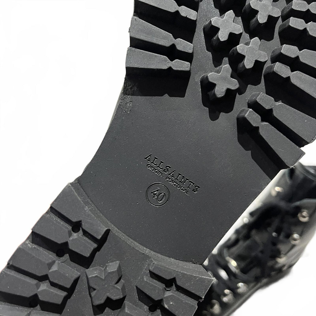 AllSaints Franka Leather Hiking Boots in Black Ladies Size UK 6.5 EU 40 *SB10