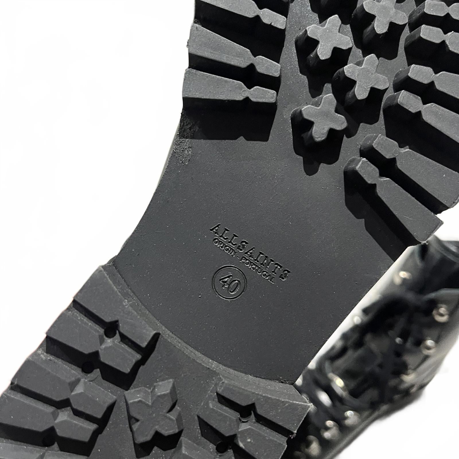 AllSaints Franka Leather Hiking Boots in Black Ladies Size UK 6.5 EU 40 *SB10