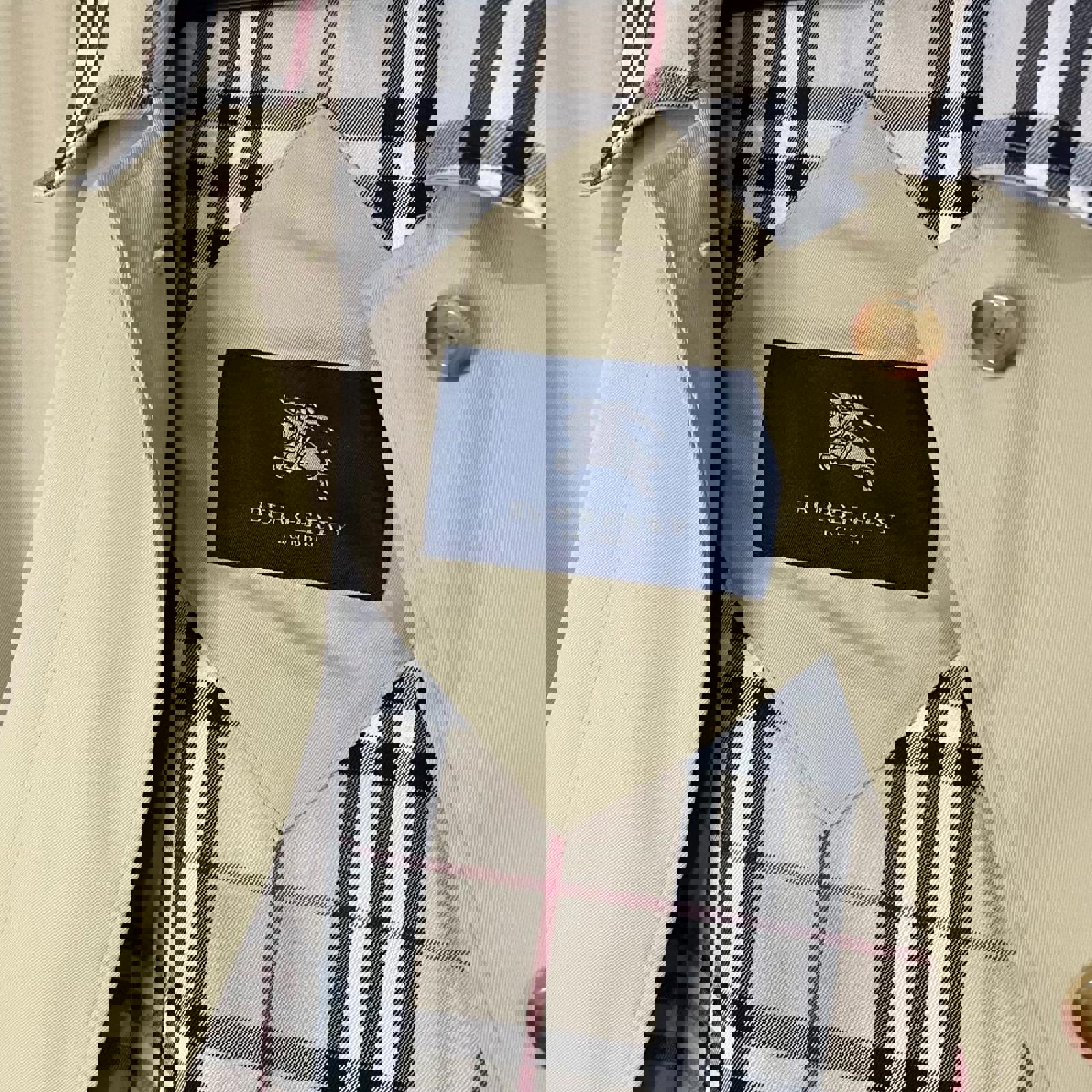 Burberry Women’s Trench Coat Size 14 Vintage Beige Jacket Classic Check Collar