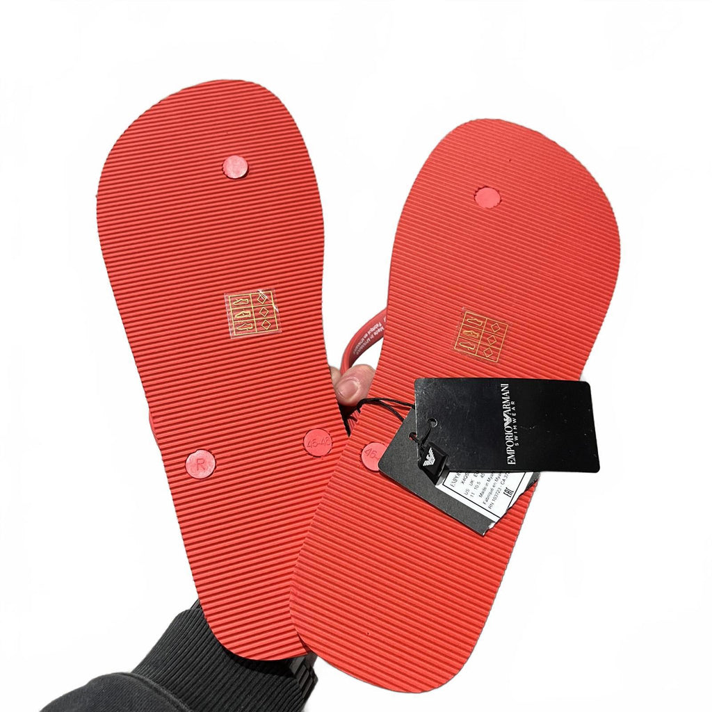 Emporio Armani Flip Flops Mens Thong Sandals Flame Red Size UK 10.5 EU 45 *FF1