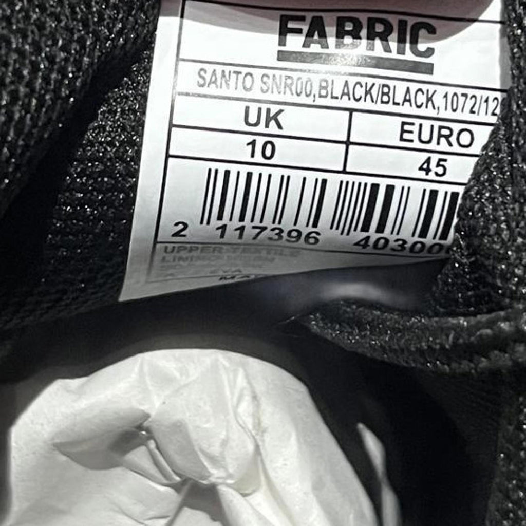 Fabric Santo Mens Trainers Black Size UK 10 EU 45 *SB16
