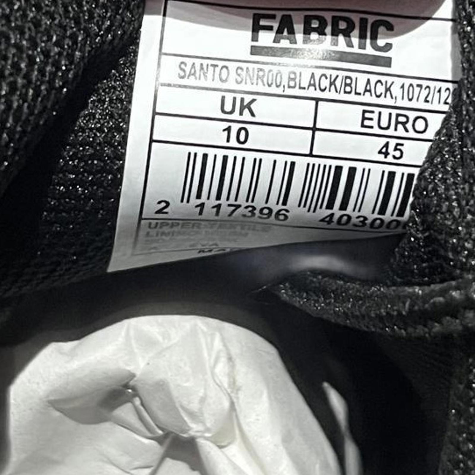 Fabric Santo Mens Trainers Black Size UK 10 EU 45 *SB16