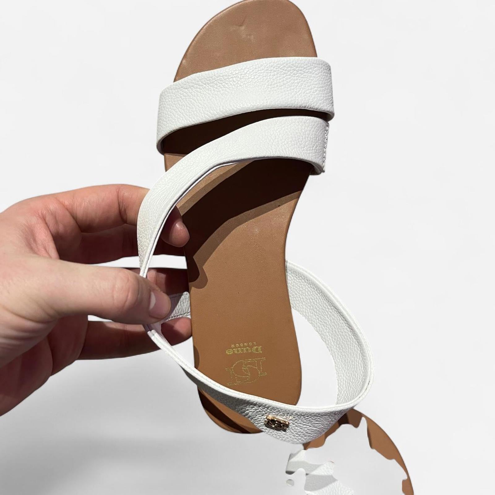 Dune London Women's Lucina Flat Sandals White Size UK 4 EU 37 *REF:FF1