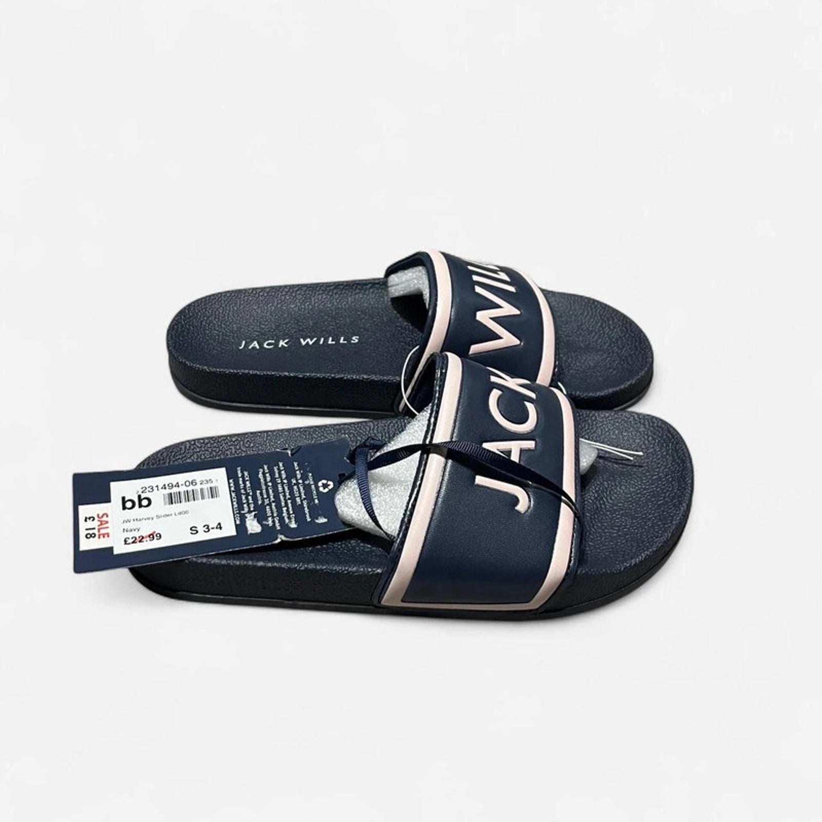 Jack Wills Harvey Slider Women’s Navy Pink Size UK S 3-4 *SB11