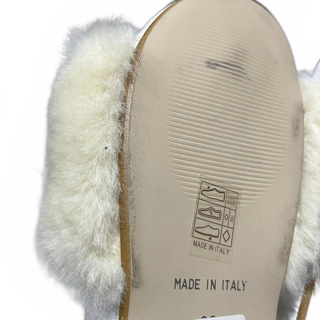 Dune London Lovebird Sliders Sandals Fluffy Cream Size UK 3 EU 41 *FF1