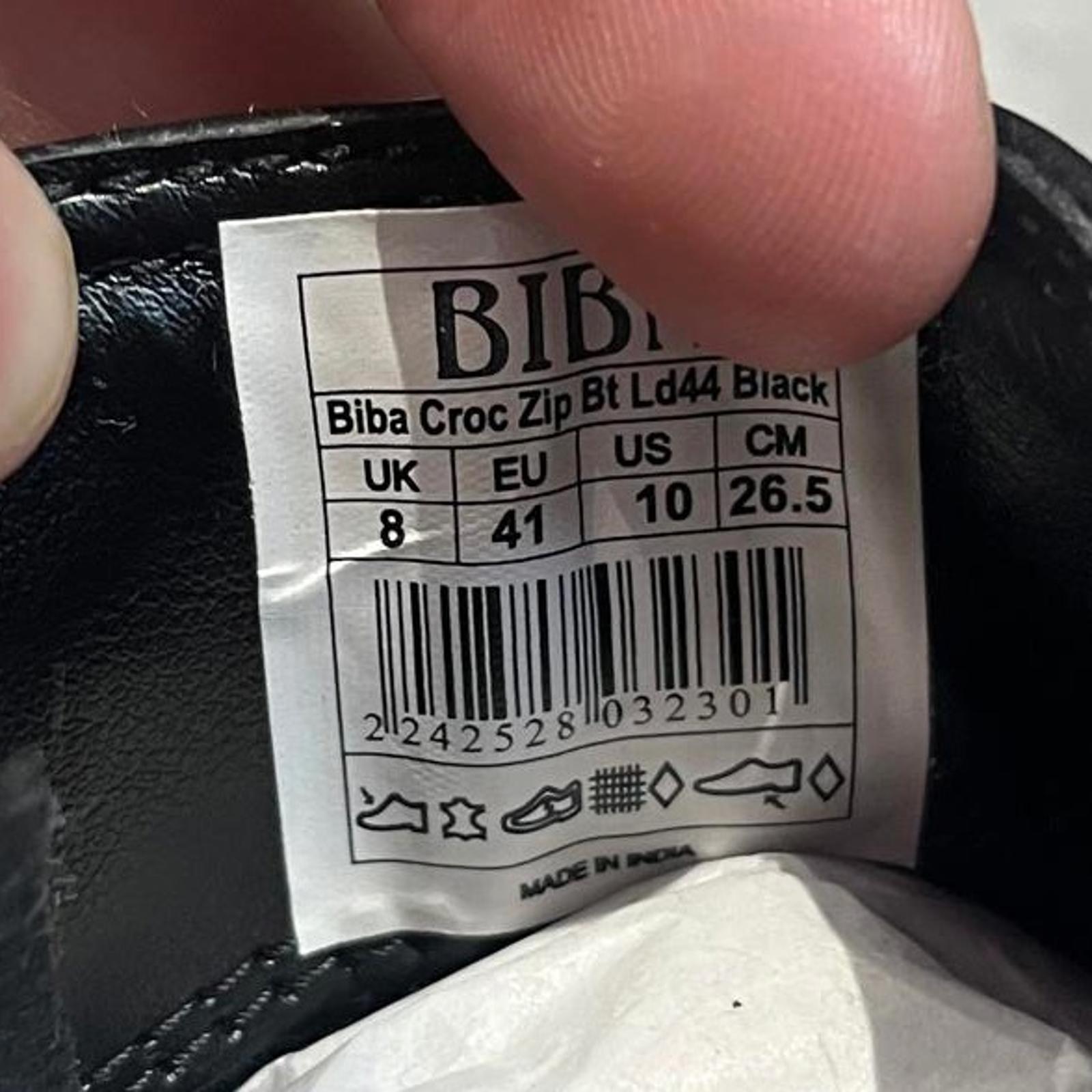 Biba Croc Zip Flat Ankle Boots Black Size UK 7 EU 40  *SB8