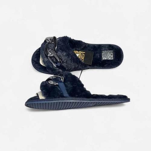Biba Fluffy Slider Slippers Women’s Navy Chain Size UK L 7-8 REF:SB5