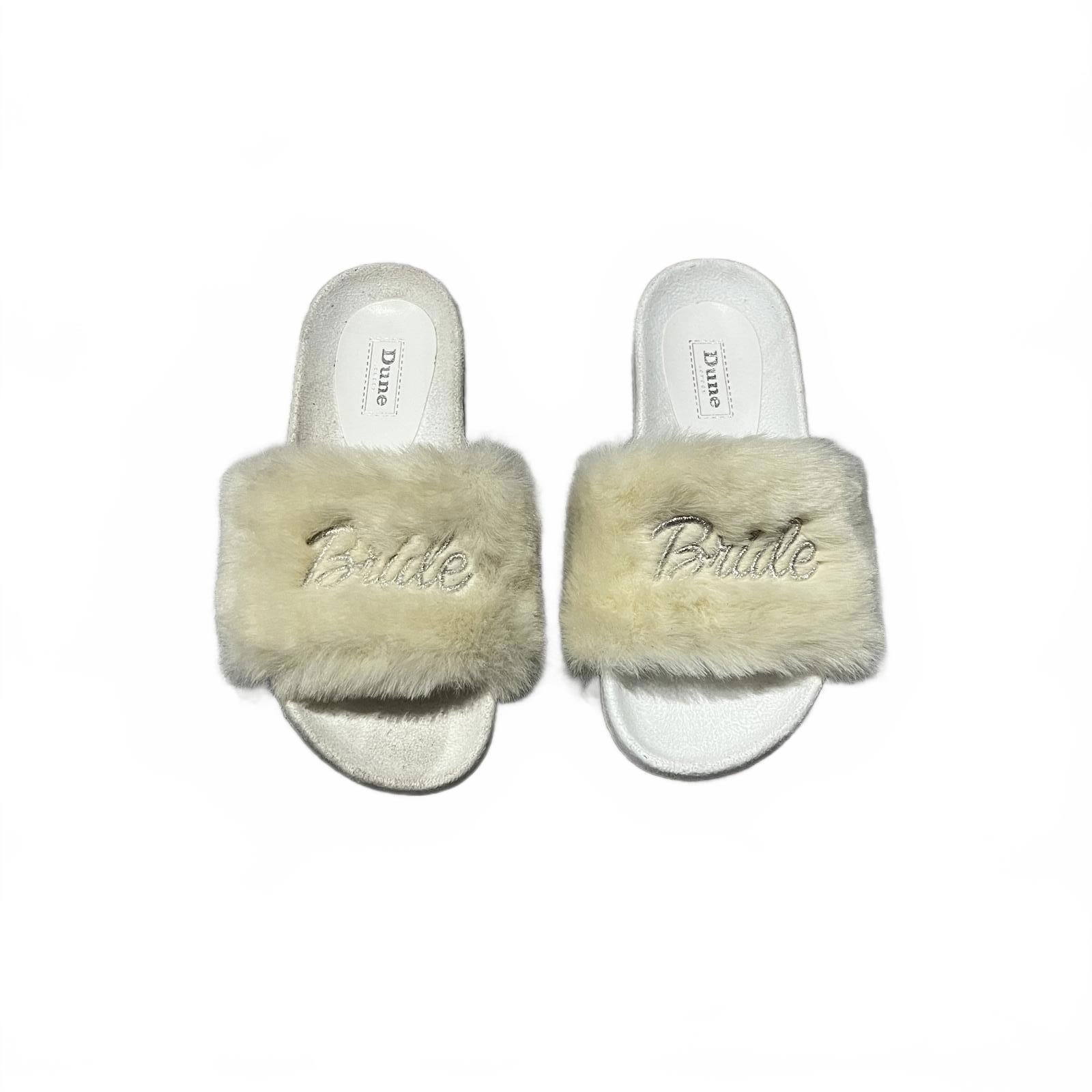 Dune London Lovebird Sliders Sandals Fluffy Cream Size UK 3 EU 41 *FF1