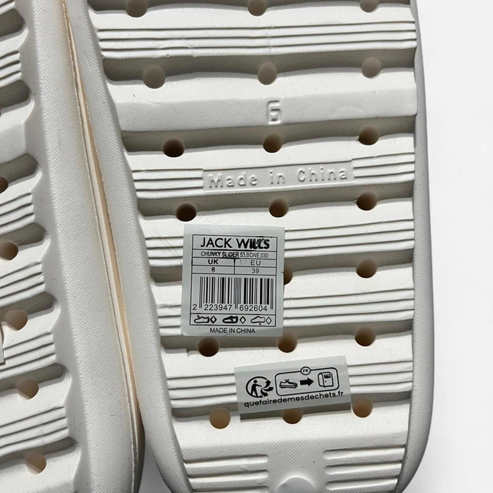 Jack Wills Chunky Sliders White Bone Ladies Size UK 6 EU 39 *REF:SB1