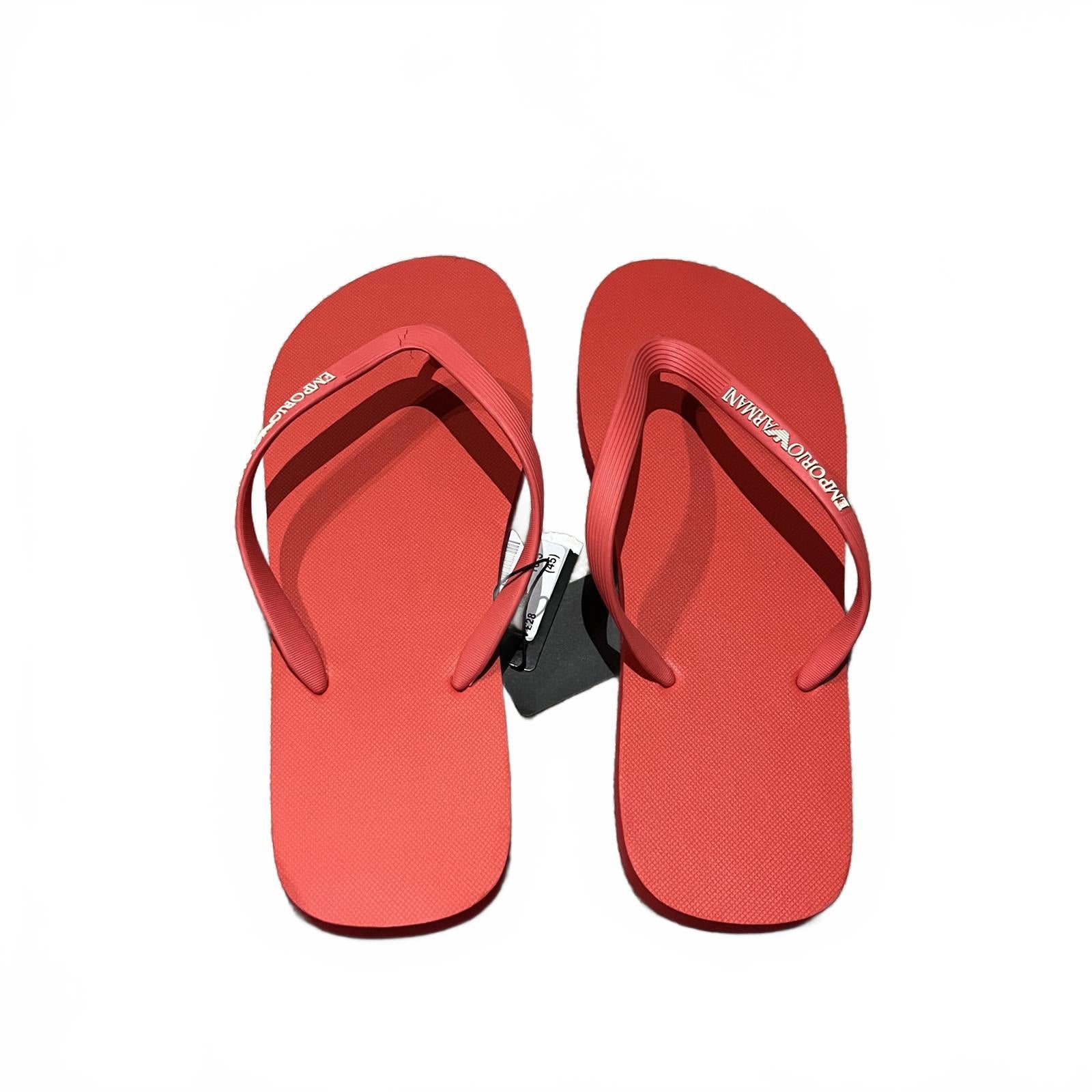 Emporio Armani Flip Flops Mens Thong Sandals Flame Red Size UK 10.5 EU 45 *FF1