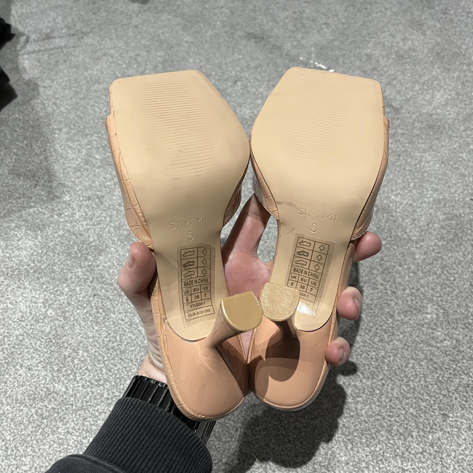 SImmi London Nude Patient Square Toe Heeled Shoes Size UK 5 EU 38 *FF1