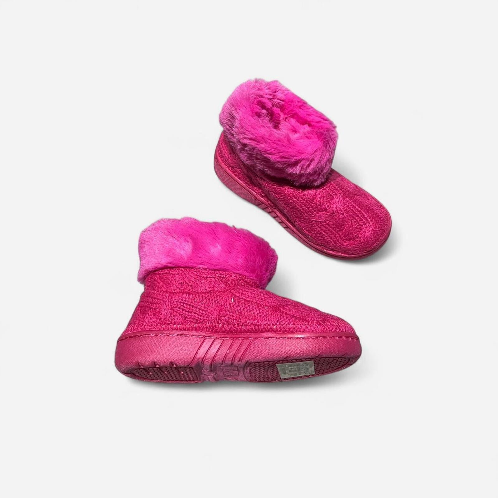 Girls Cable Knit Slipper Boot Pink Size UK C6/7 *REF:SB6