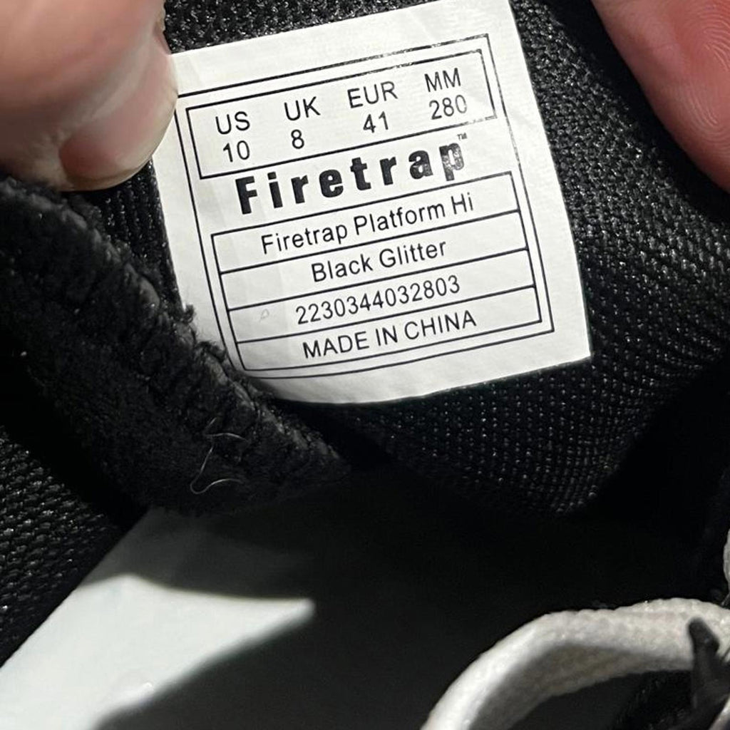 Firetrap Platform Hi top Ladies Trainers Black Glitter Size UK 8 EU 41 *SB13
