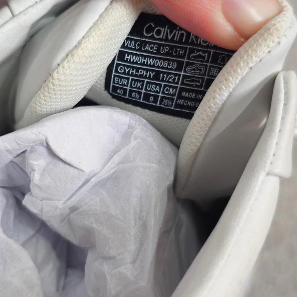 Calvin Klein Women's Vulc Lace-Up Low Trainers White Ex-Disp UK 6.5 EU 40 *SB20