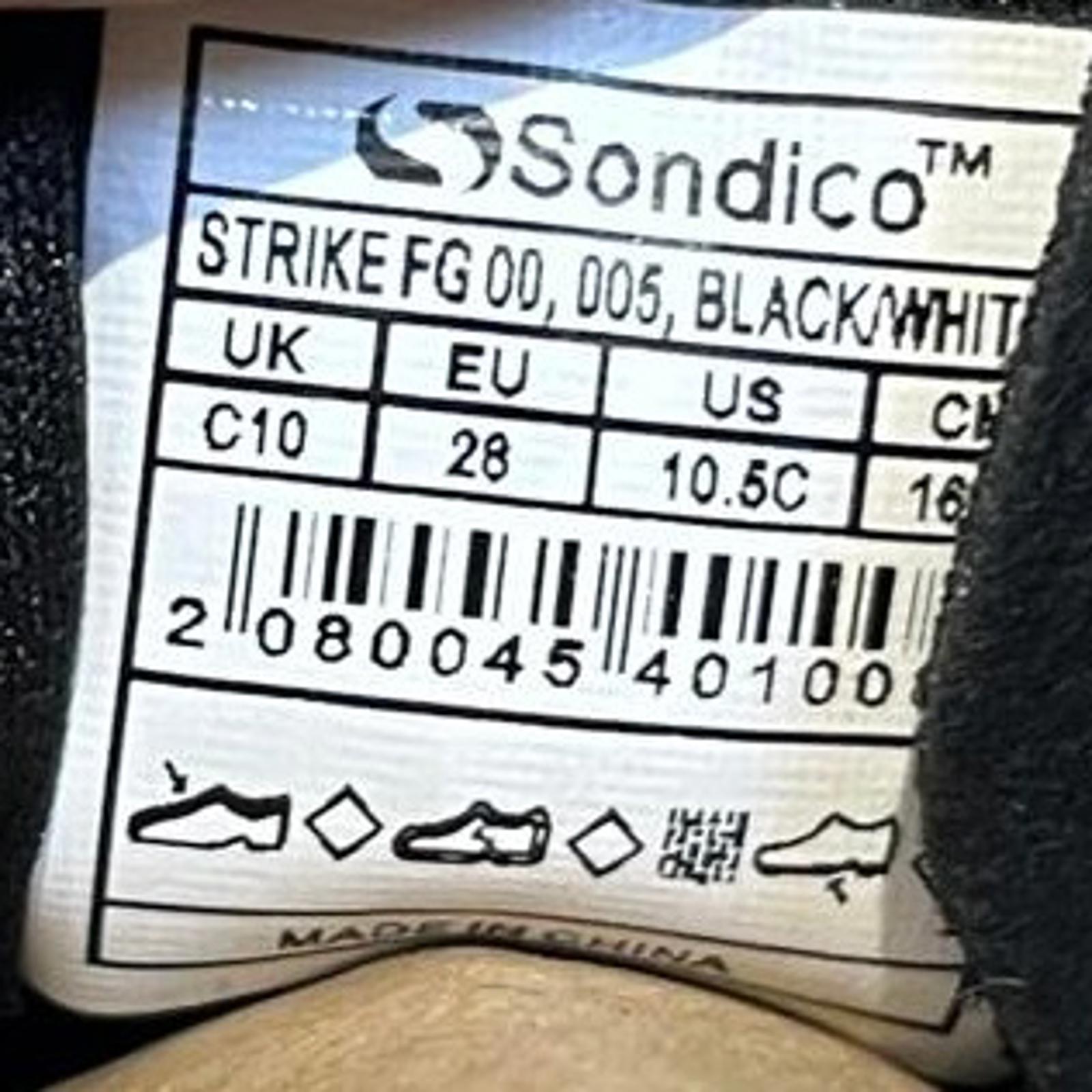 Sondico Strike Firm Ground Football Boots Black Size UK C10 EU 28 *SB11