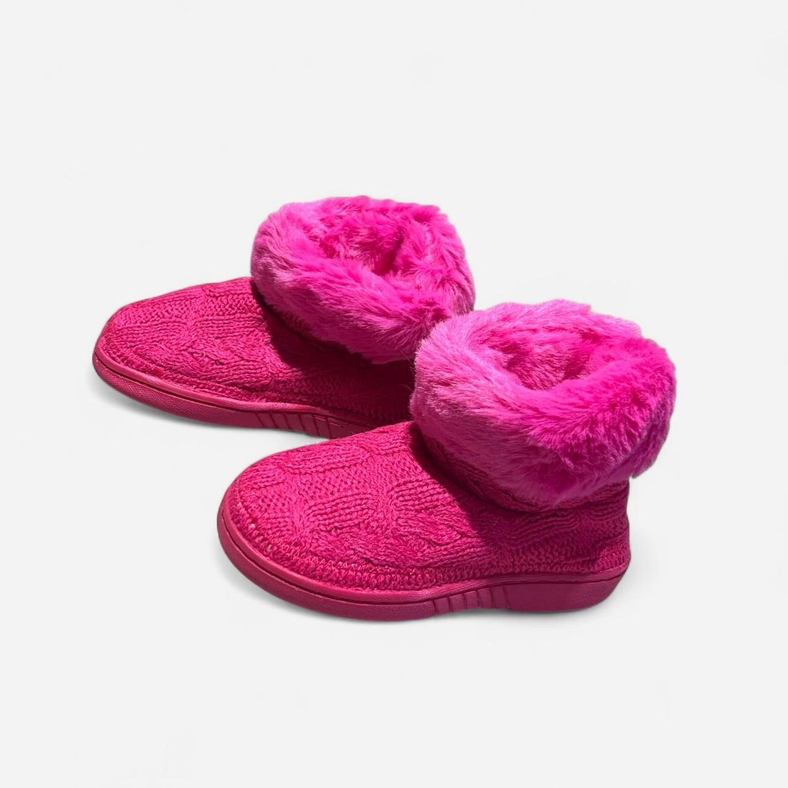 Girls Cable Knit Slipper Boot Pink Size UK C6/7 *REF:SB6