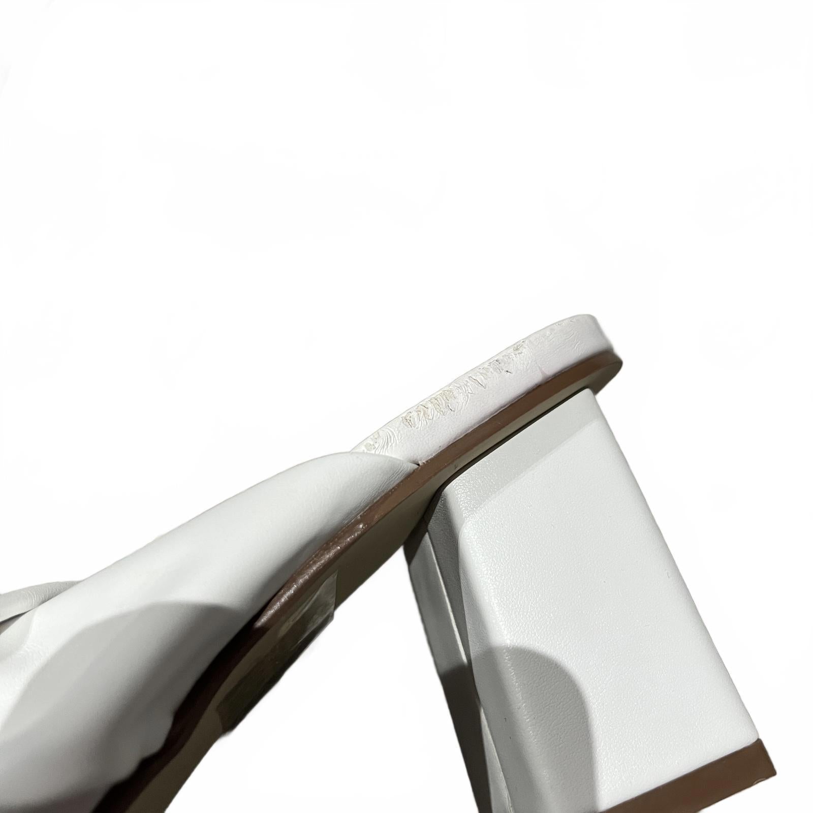 Missguided Womens Cross Strap Twist Mule Heel Sandals White Size UK 6 EU 39 *FF1