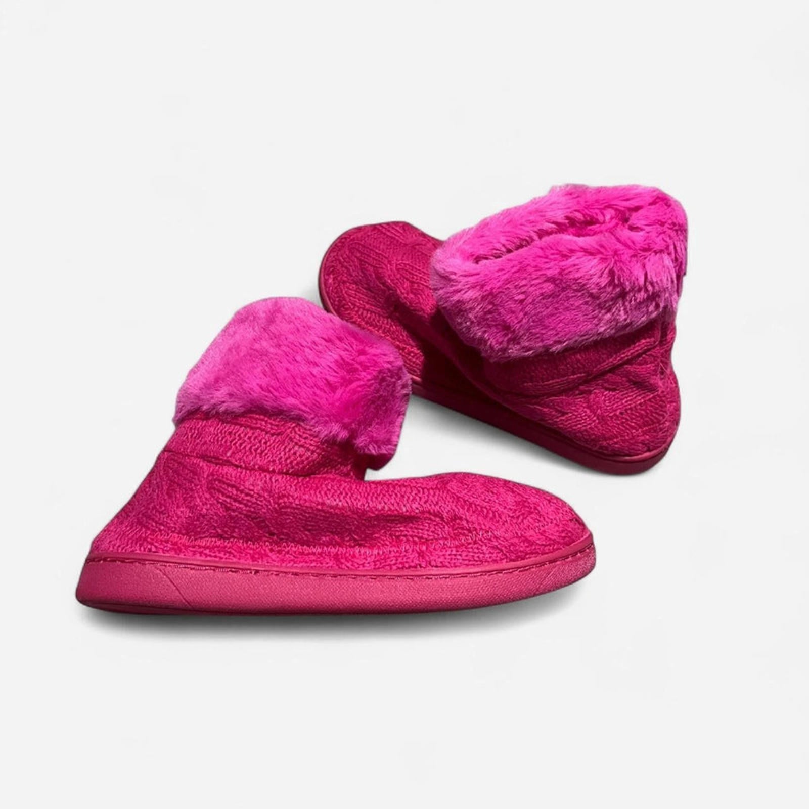 Girls Cable Knit Slipper Boot Pink Size UK 1 *SB19