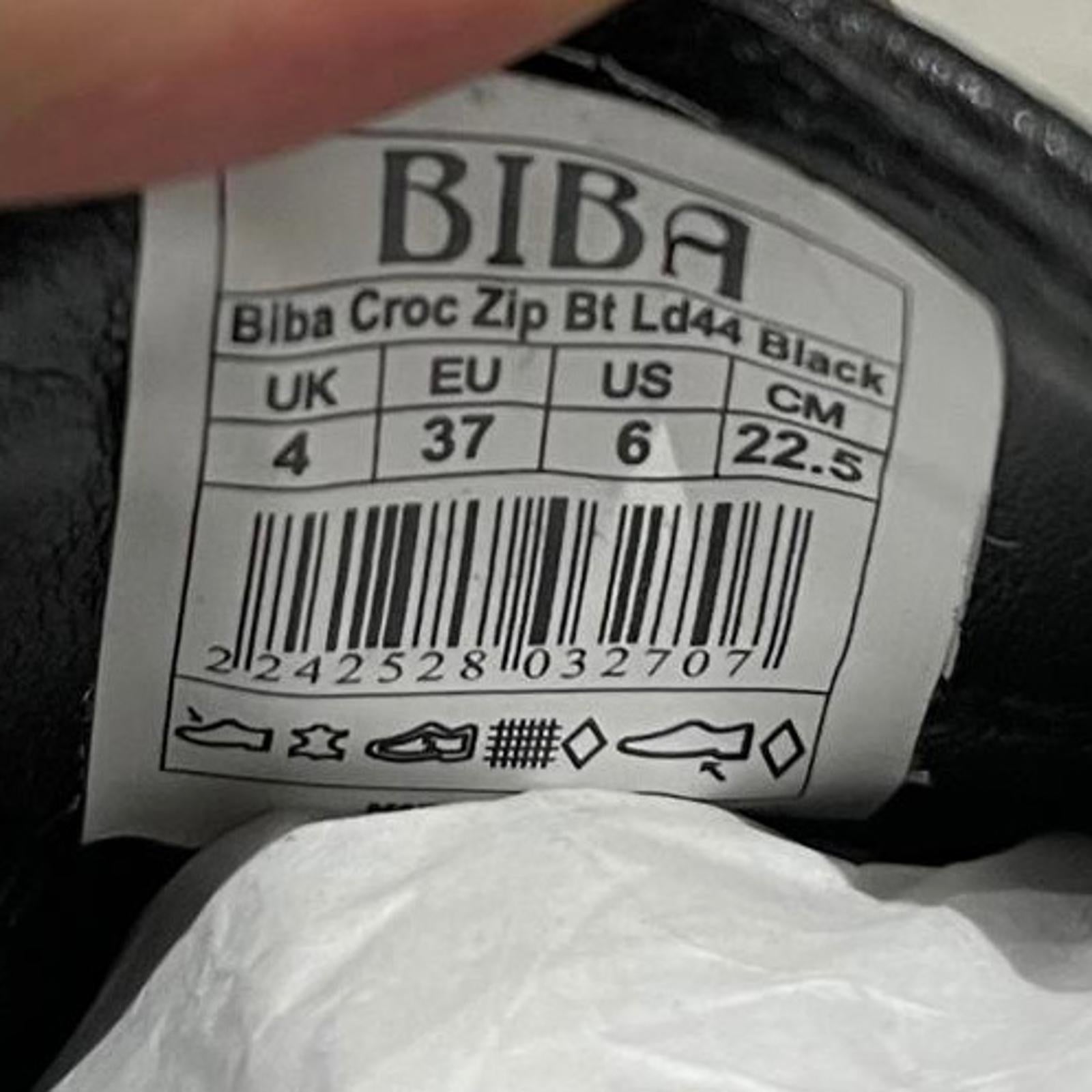 Biba Croc Zip Flat Ankle Boots Black Size UK 4 EU 37  *SB5