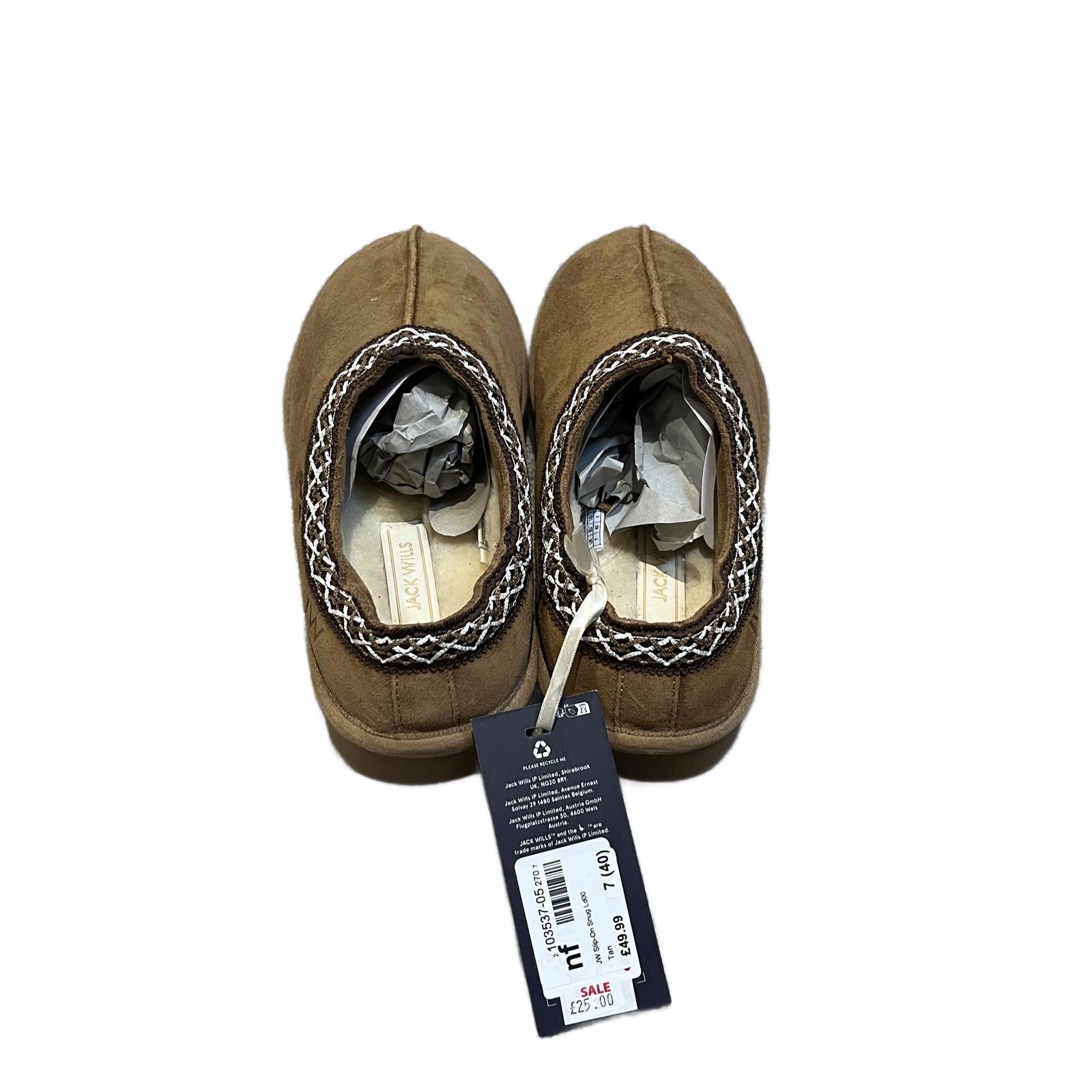 Jack Wills Slip-On Snug Womens Slippers Tan Customised Size UK 7 EU 40 *SB10